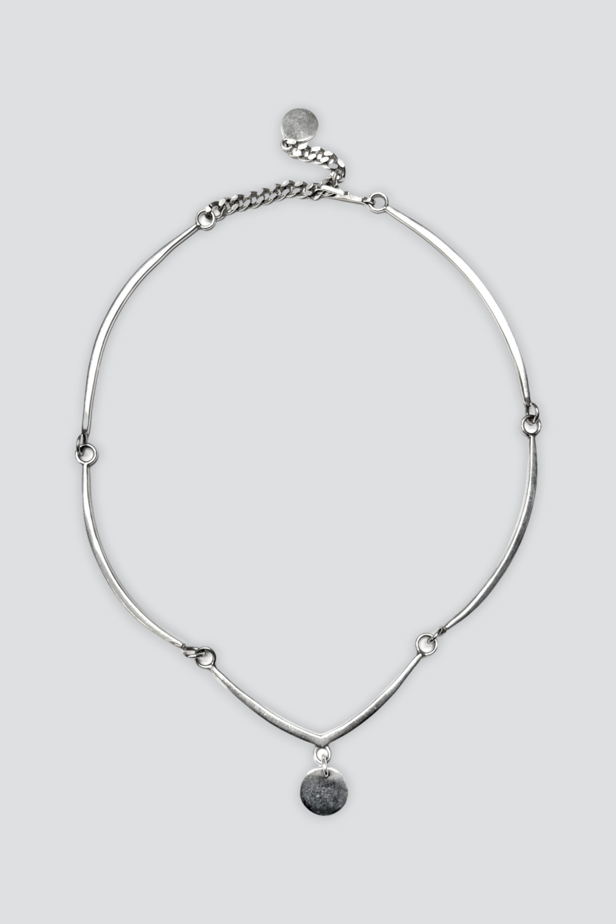 Sterling Silver Circle Pendant Link Choker