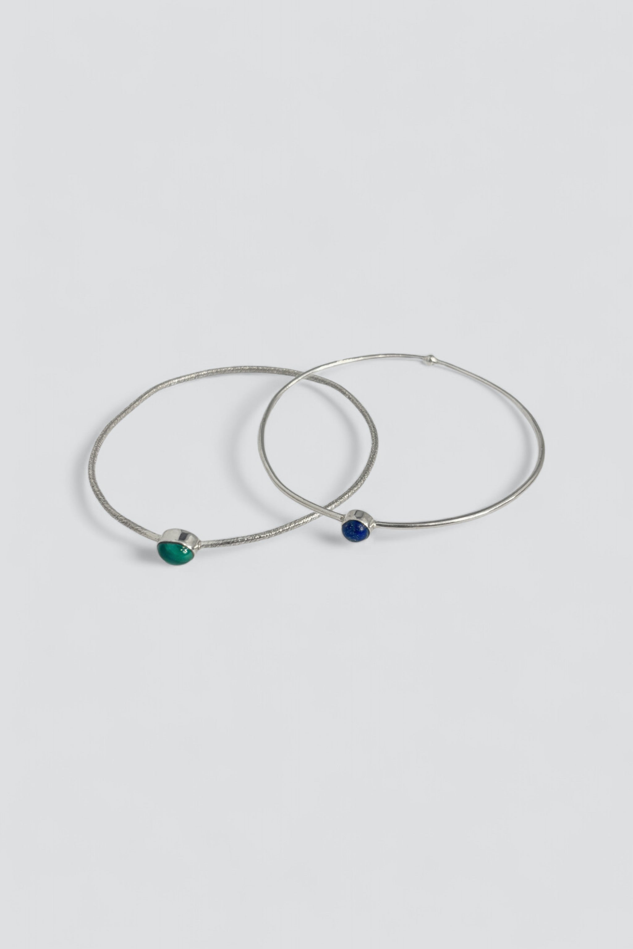 Sterling Silver Lapis and Malachite Bangle Set