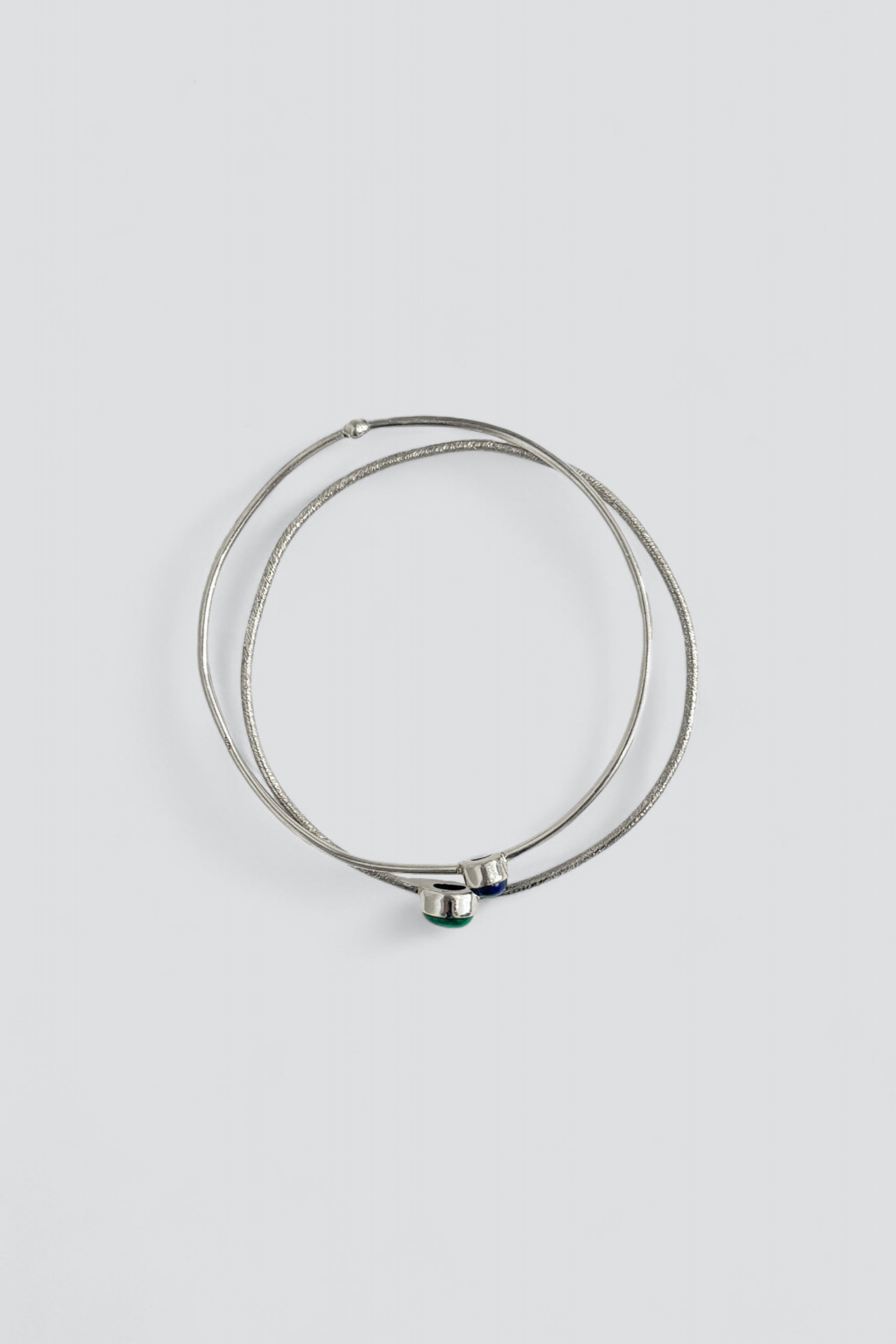 Sterling Silver Lapis and Malachite Bangle Set