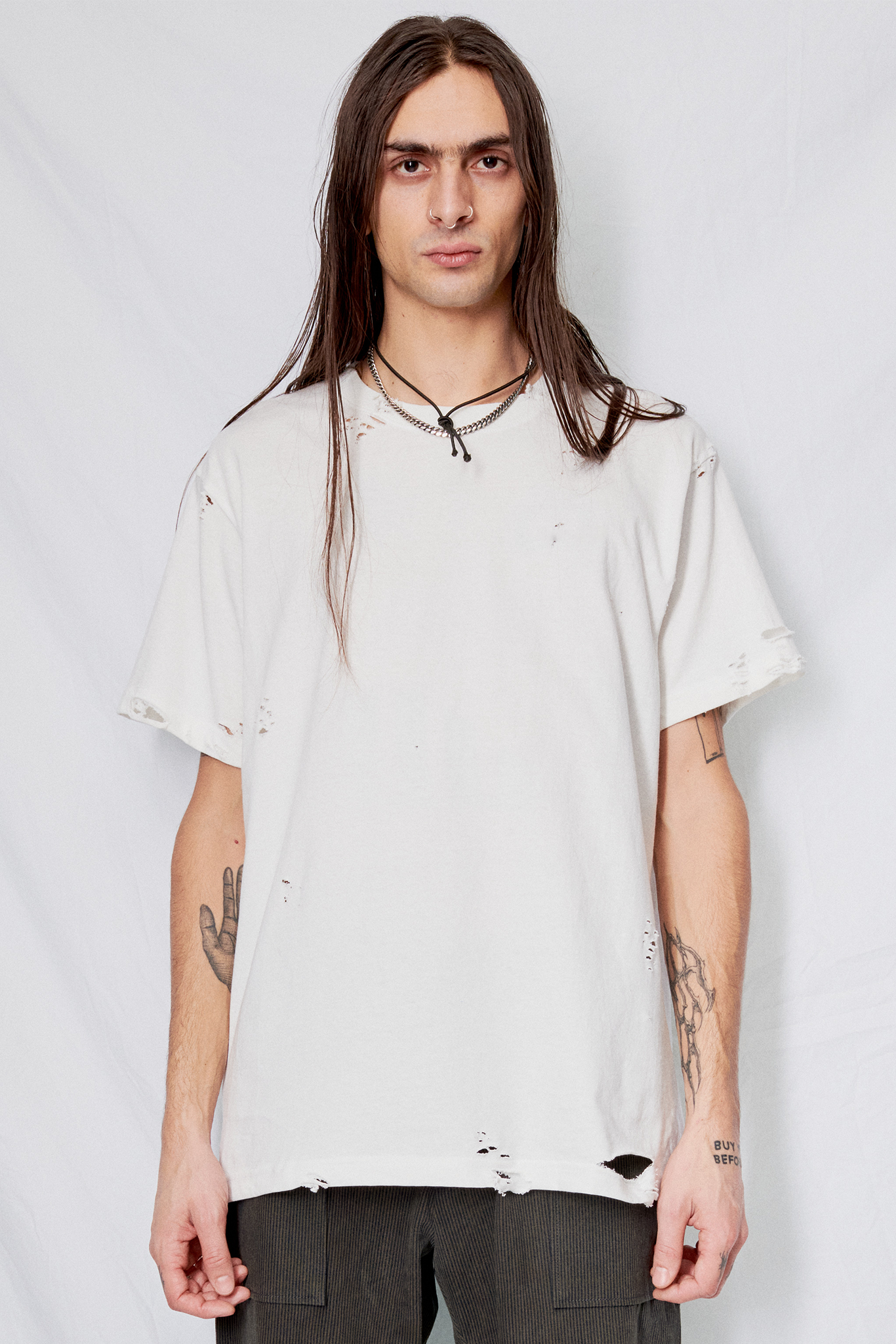 Distressed White T-Shirt