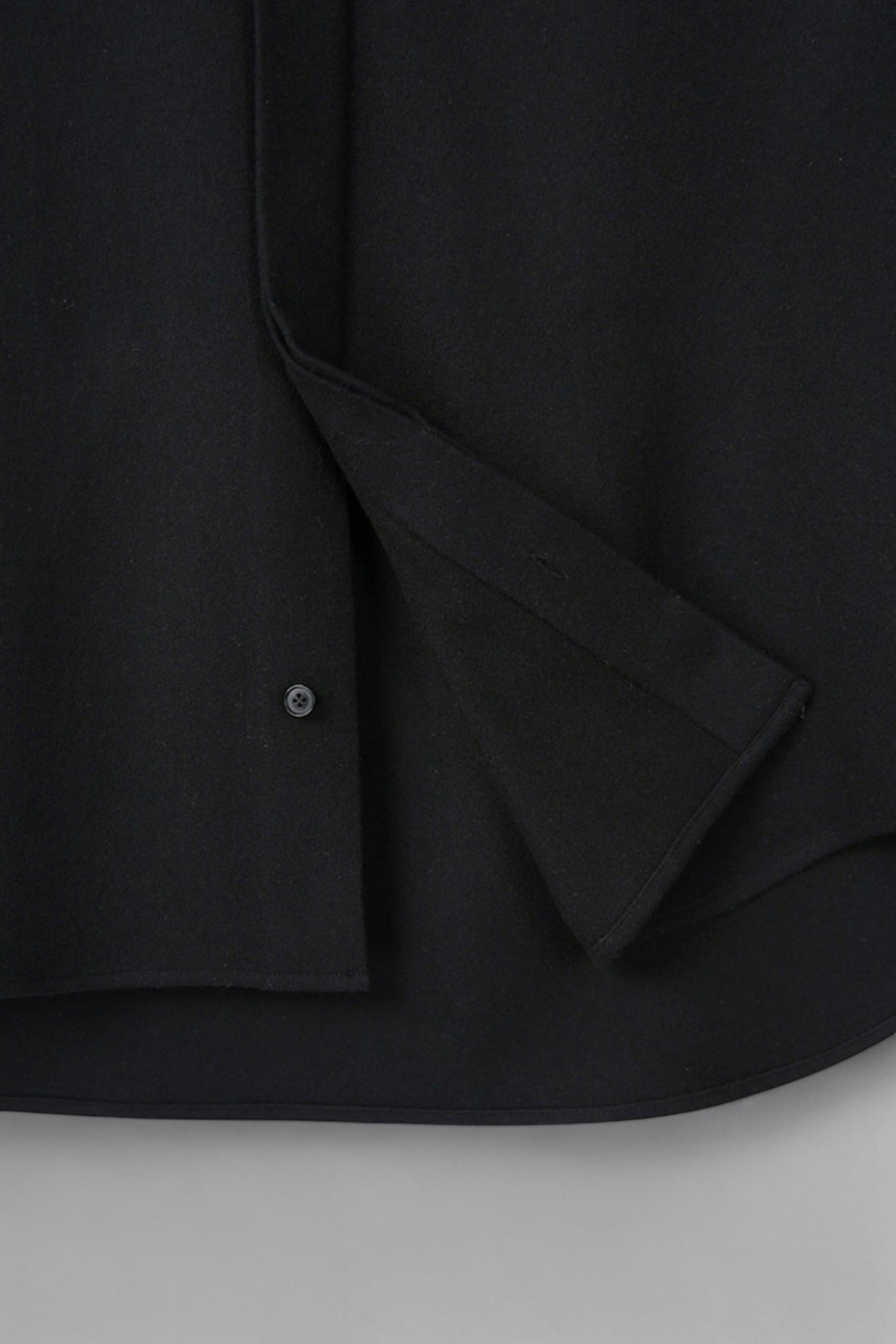 Black Virgin Wool Hidden Placket Shirt