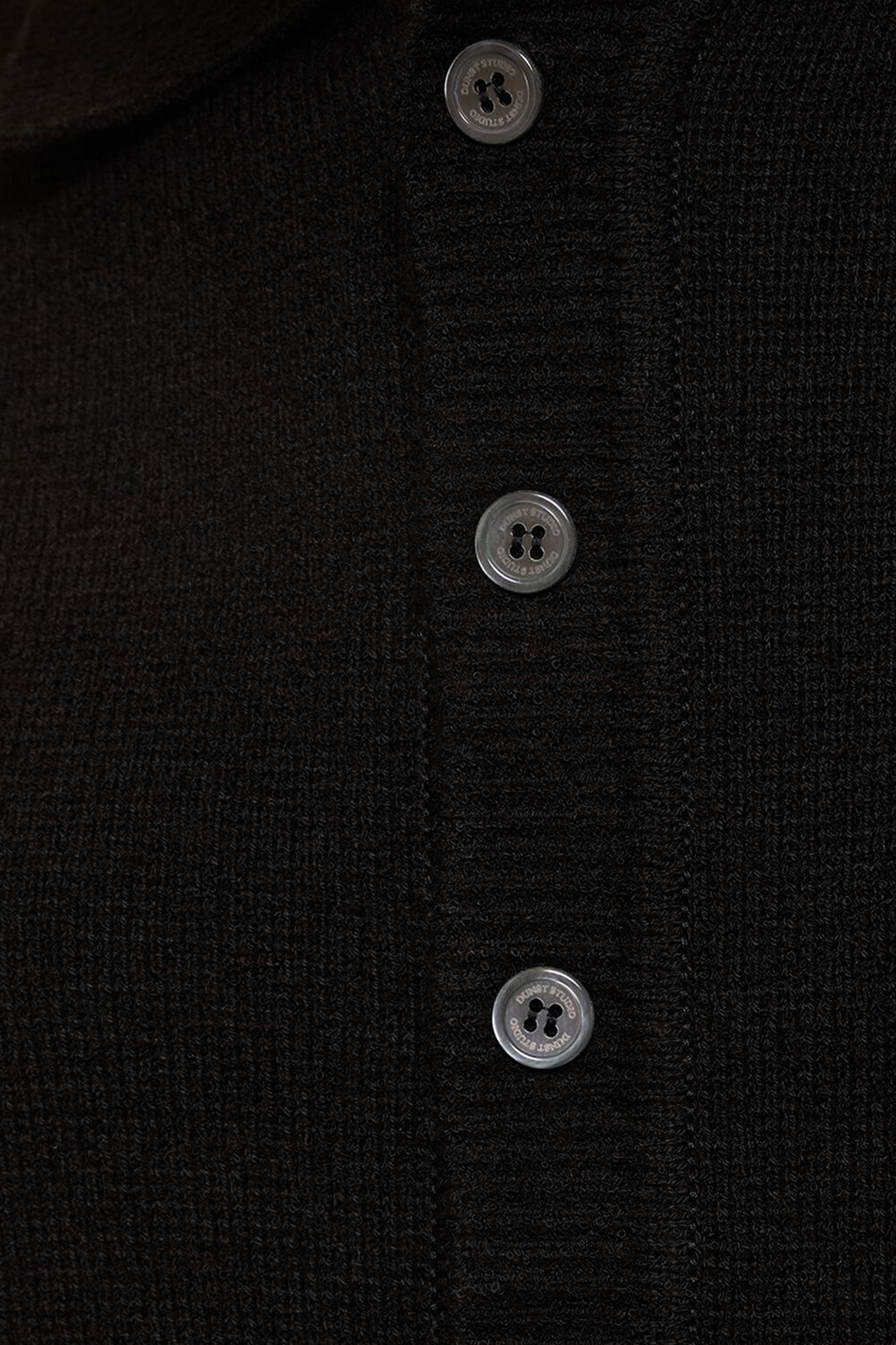 Unisex Black Open Collar Knit Cardigan