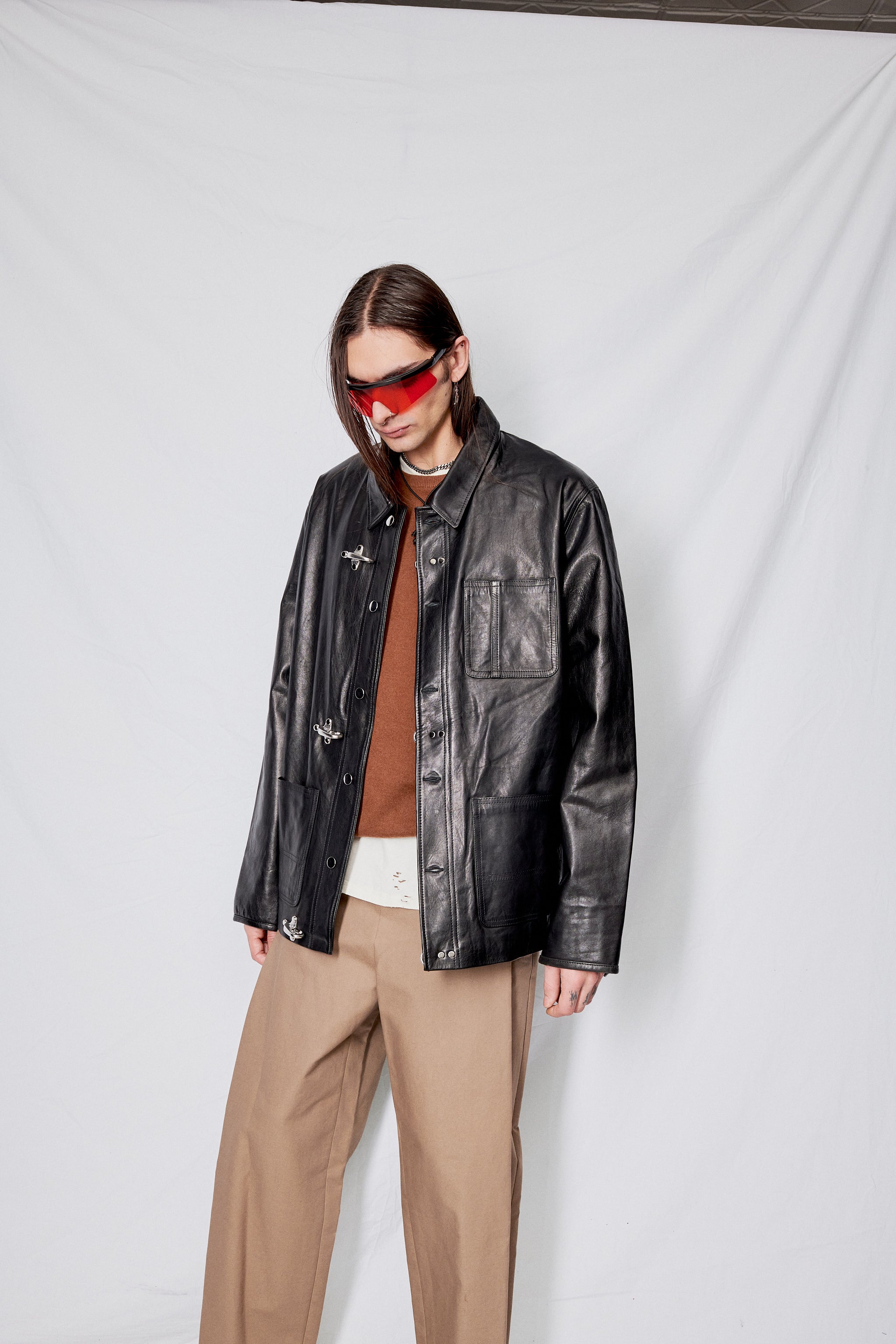 Leather field coat best sale