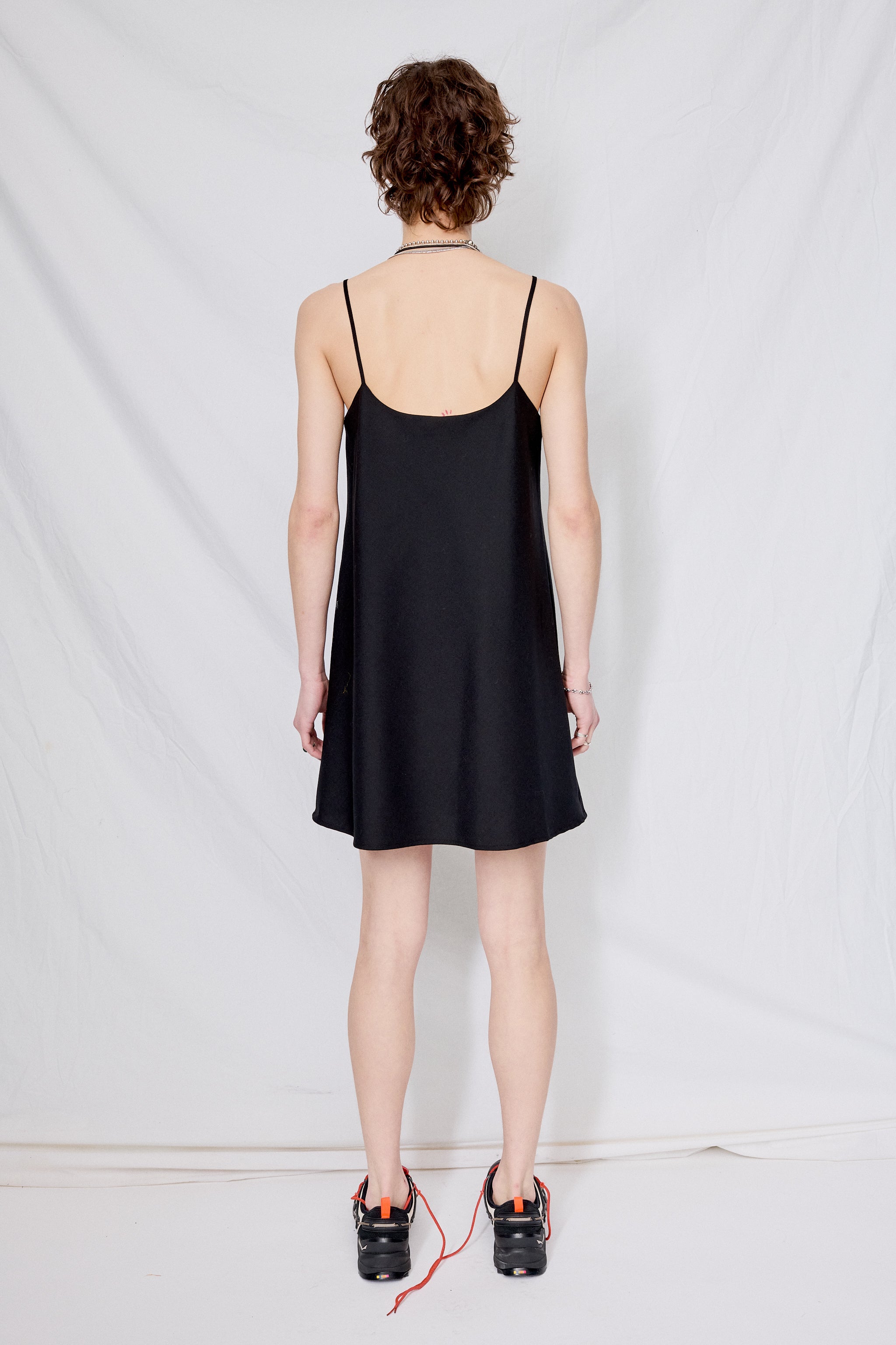 Black Suiting Pin Swing Dress