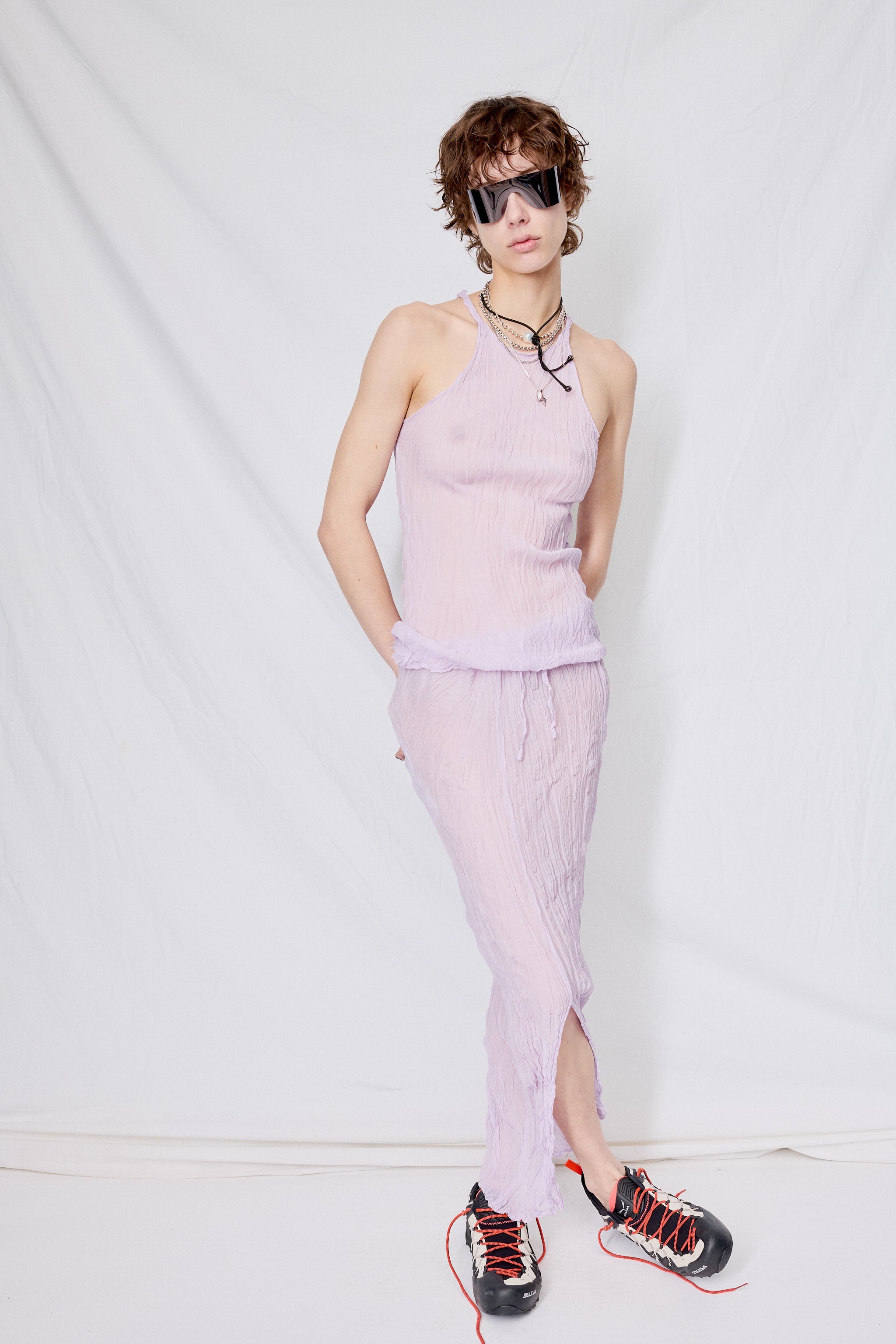 No.73 Mauve Crushed Taffeta Bias Cut Top