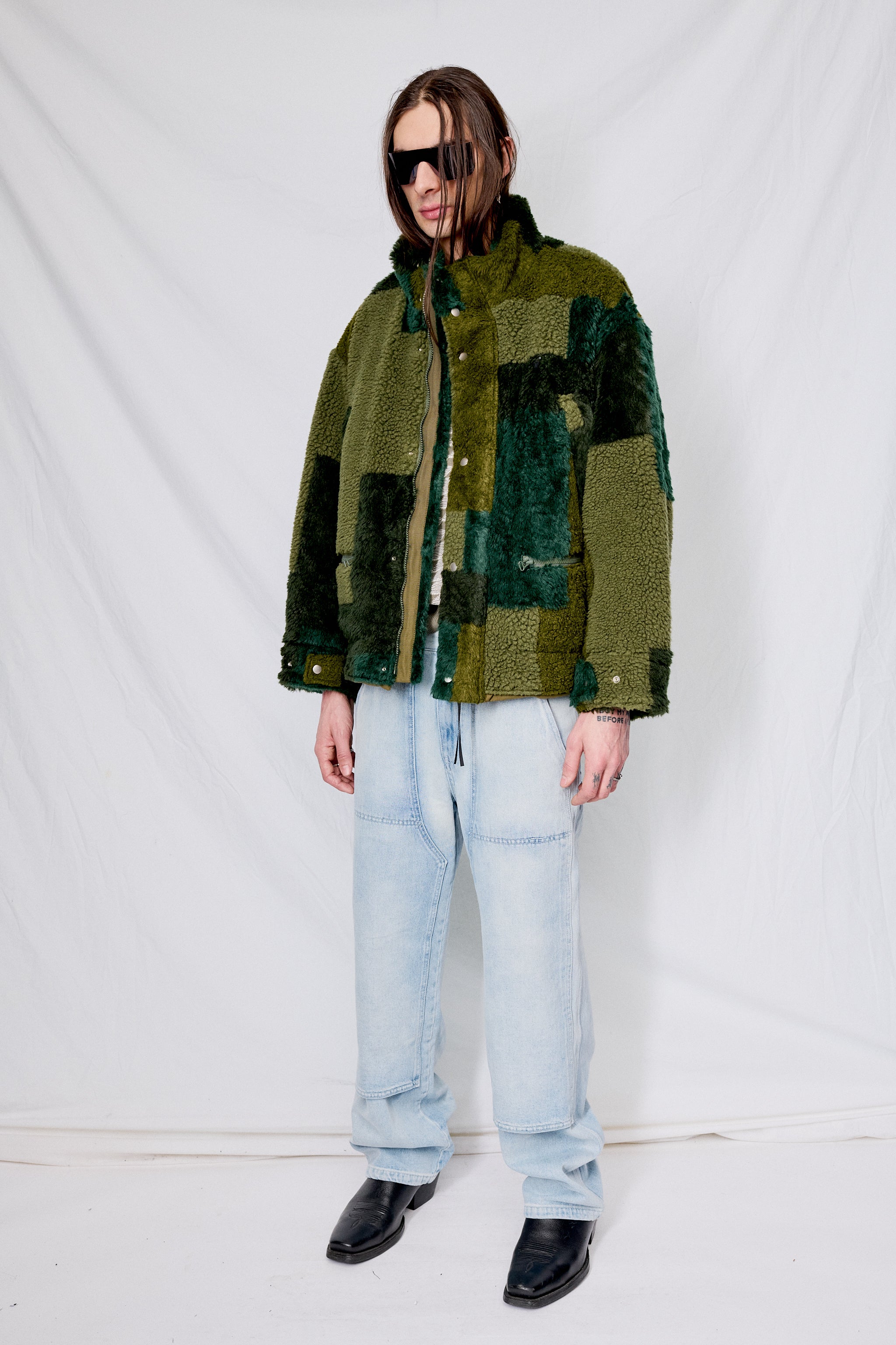 Olive Jacquard Boa Stand Blouson - Yoke | Assembly New York