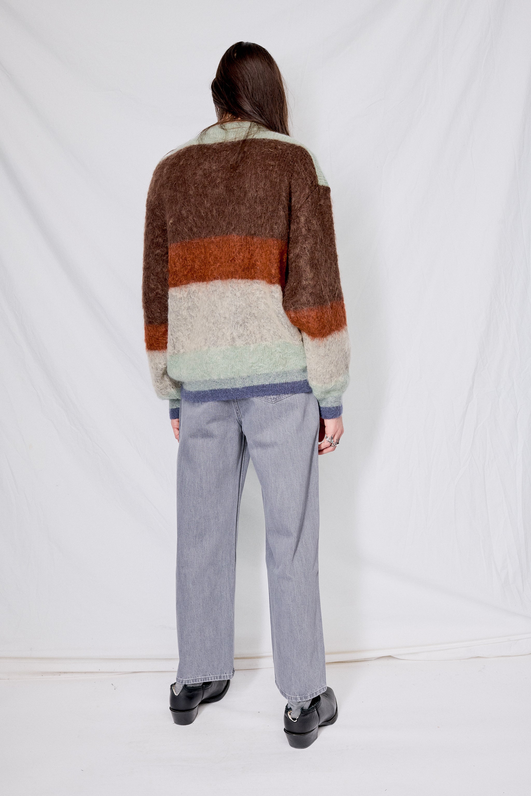 Brown Mohair Border Crewneck - Yoke | Assembly New York