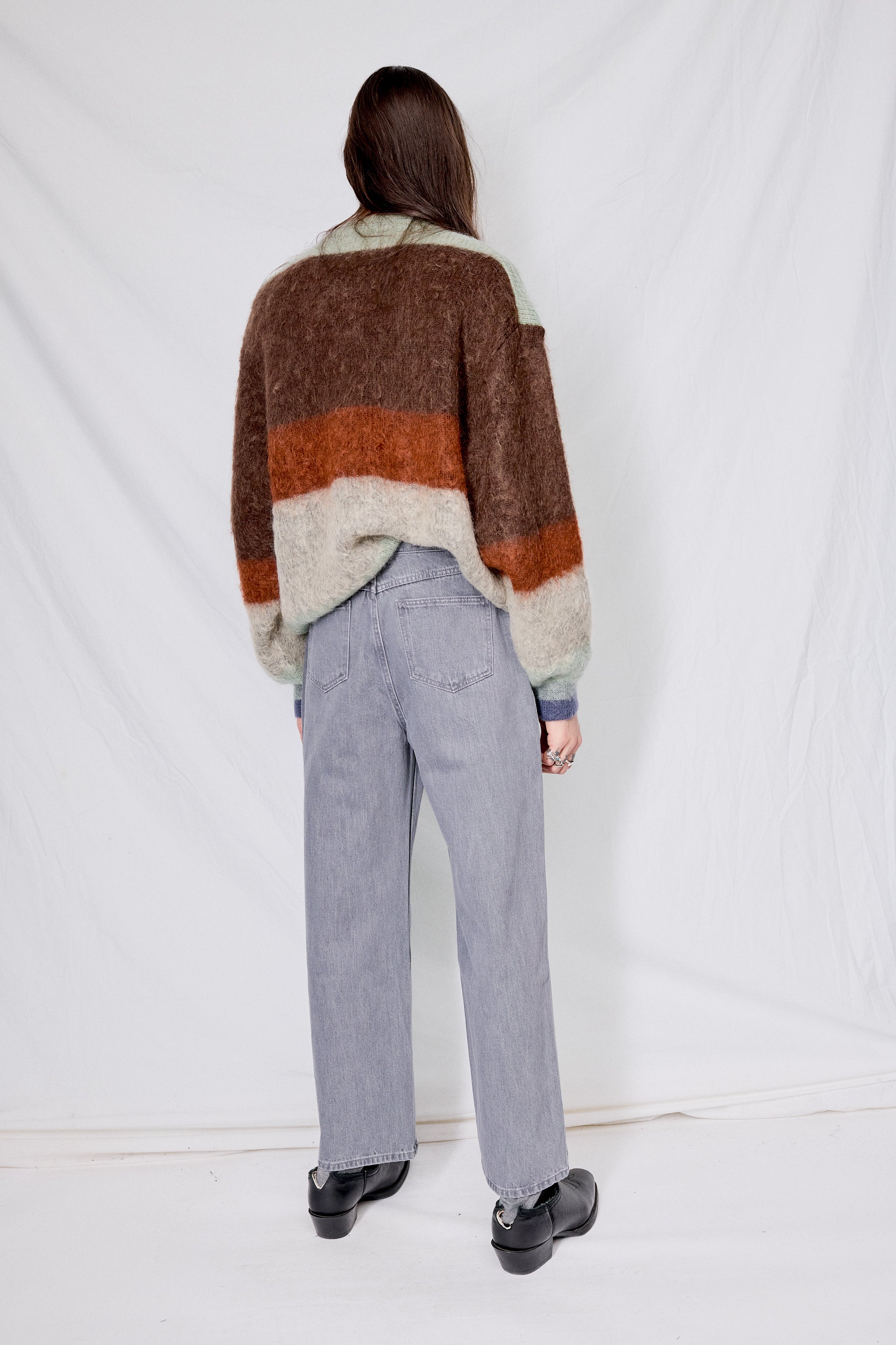 Brown Mohair Border Crewneck - Yoke | Assembly New York