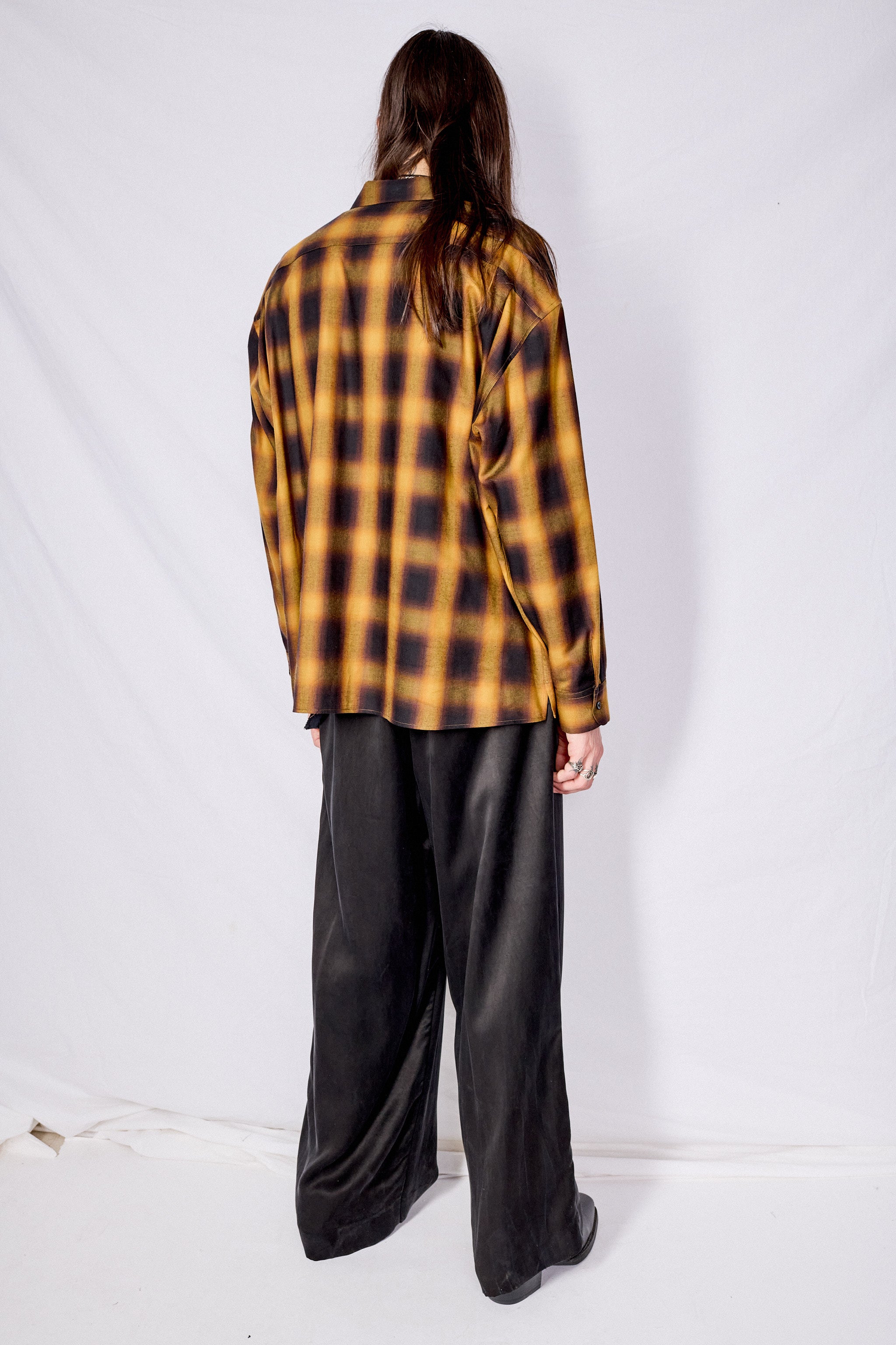 Black/Brown Plaid Cotton Crop Pocket Shirt