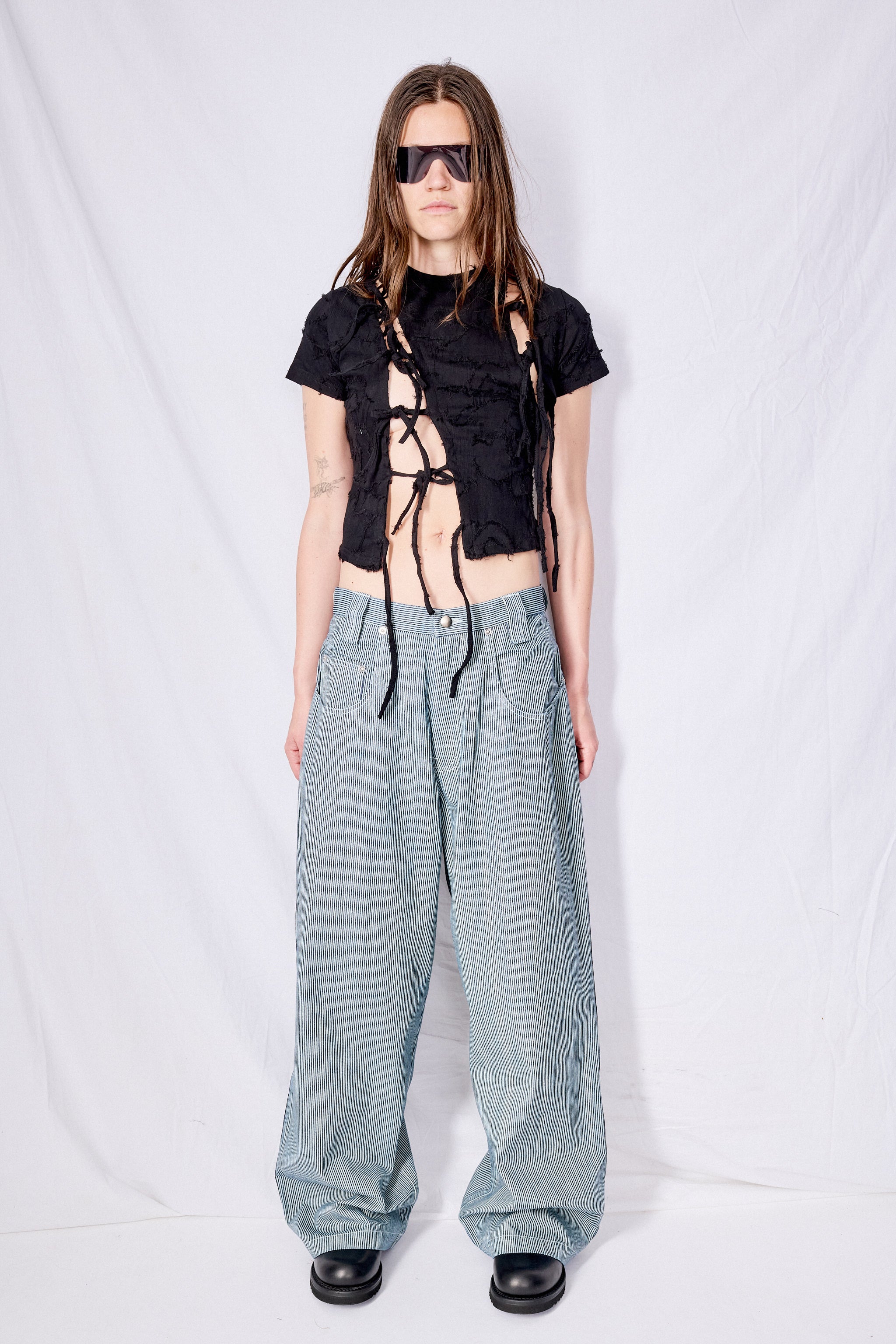 Railroad Stripe Denim Reflector Baggy Jean