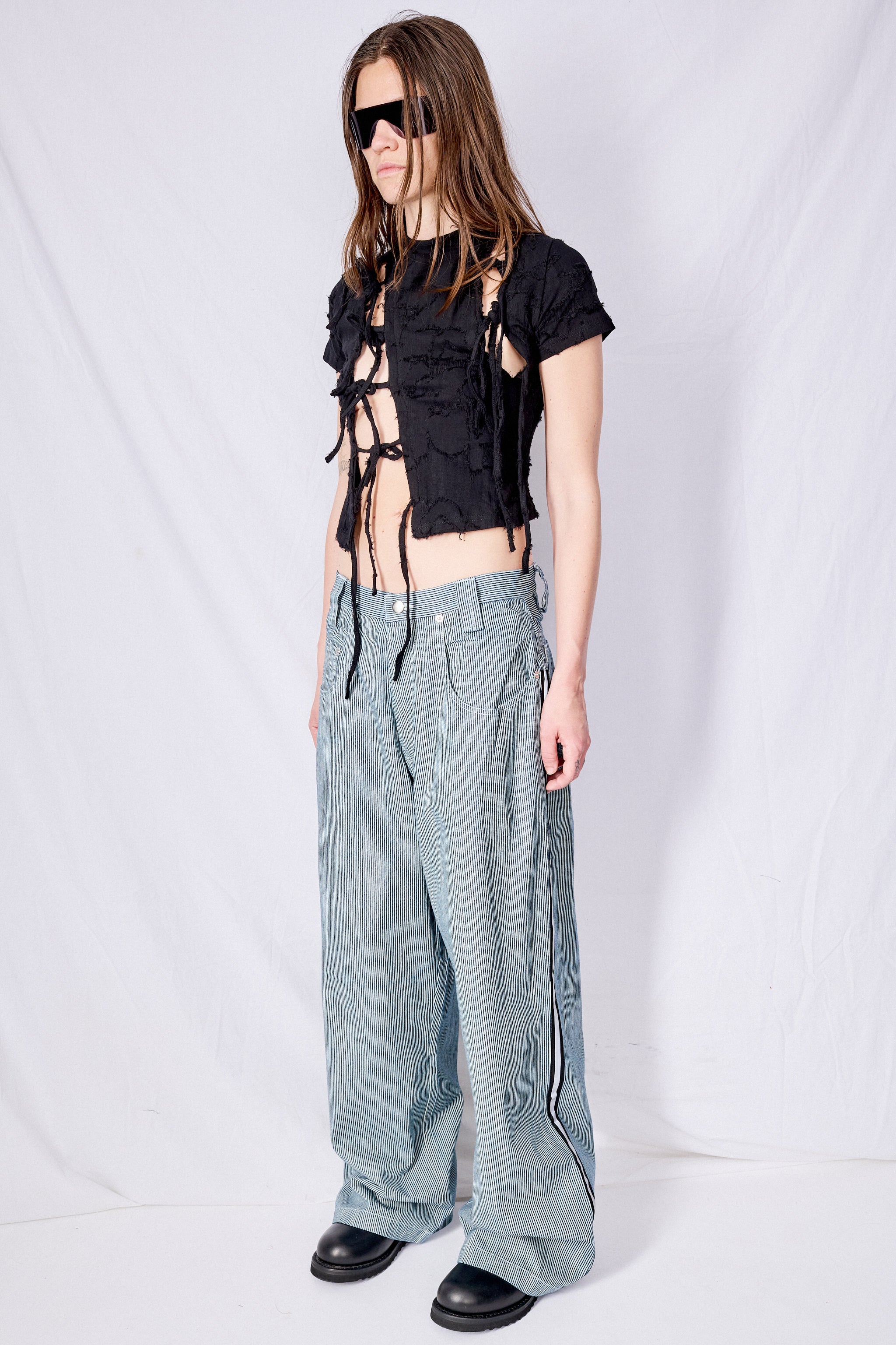 Railroad Stripe Denim Reflector Baggy Jean