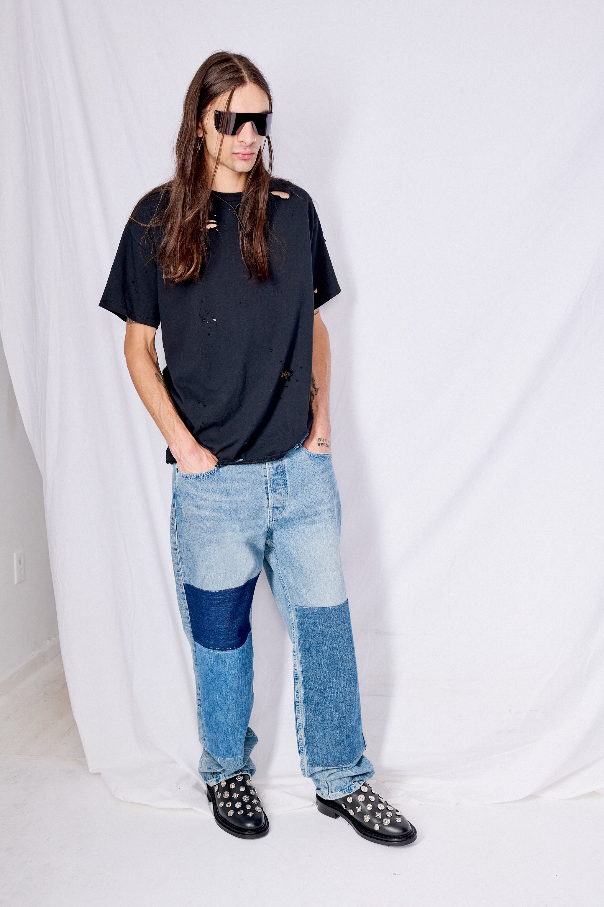 Light Wash Denim Patch Jean