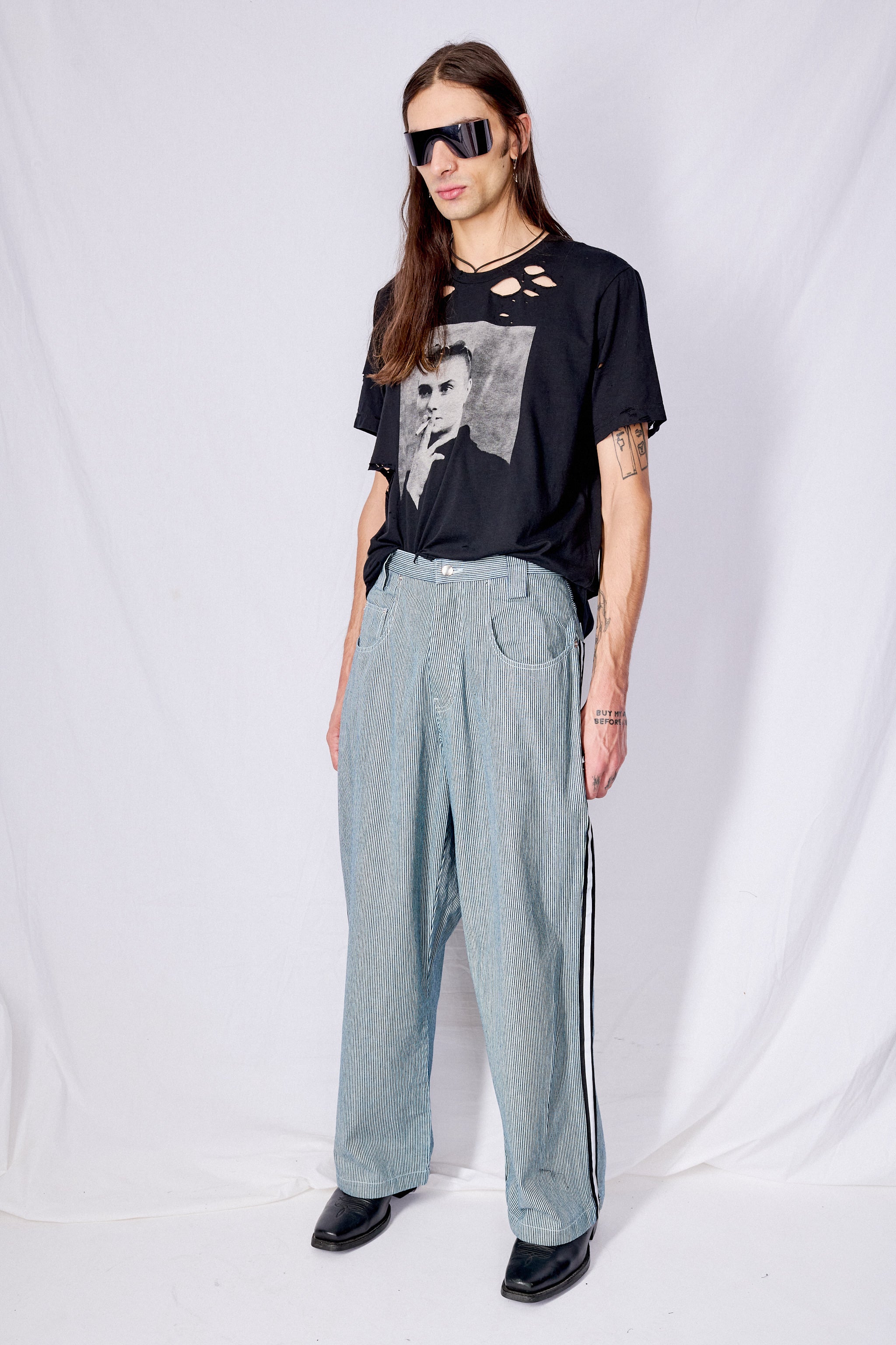 Railroad Stripe Denim Reflector Baggy Jean