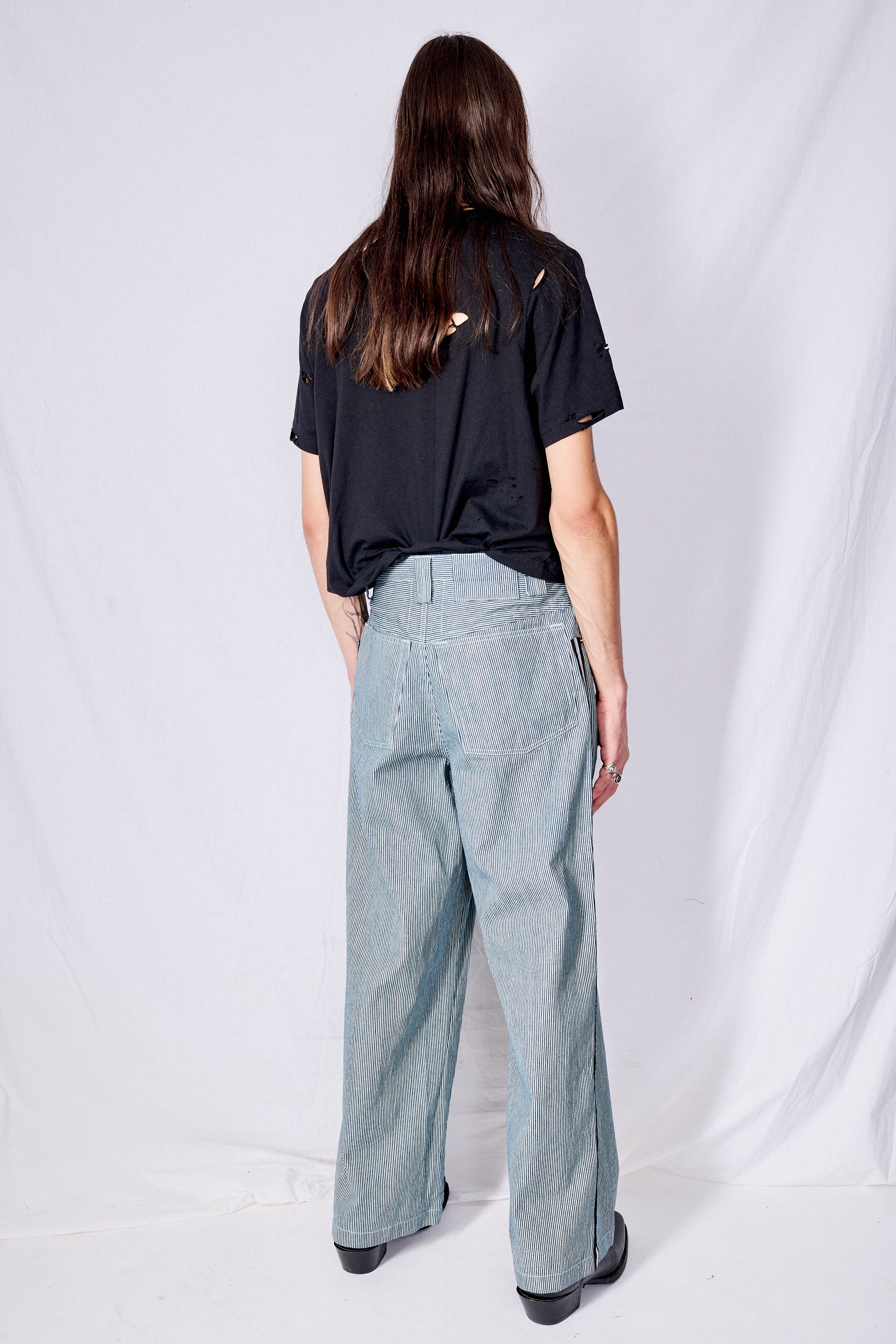 Railroad Stripe Denim Reflector Baggy Jean