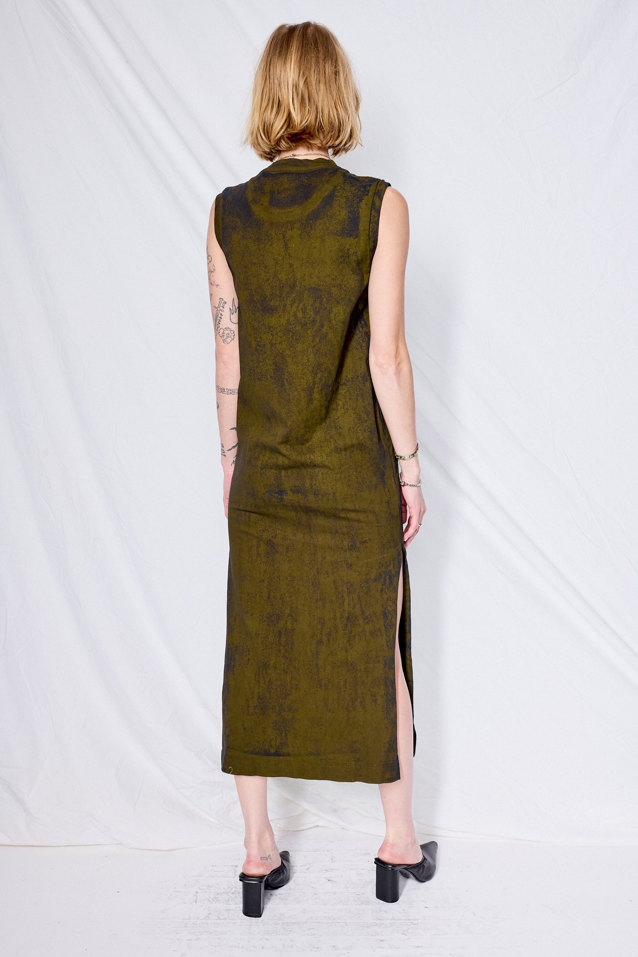 Black Overdyed Roller Tank Dress