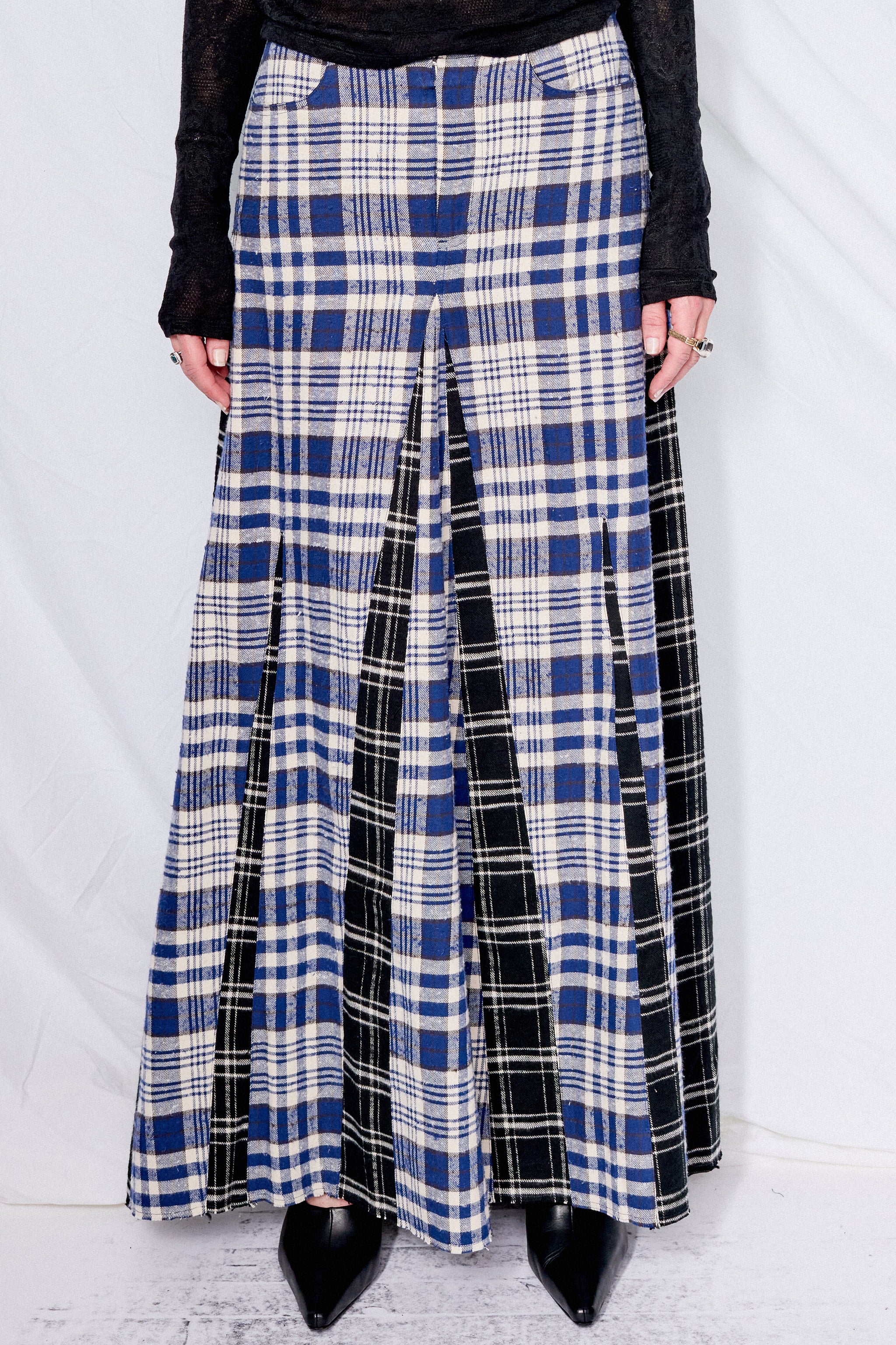 Black and Blue Coastal Flannel Rebel Skirt