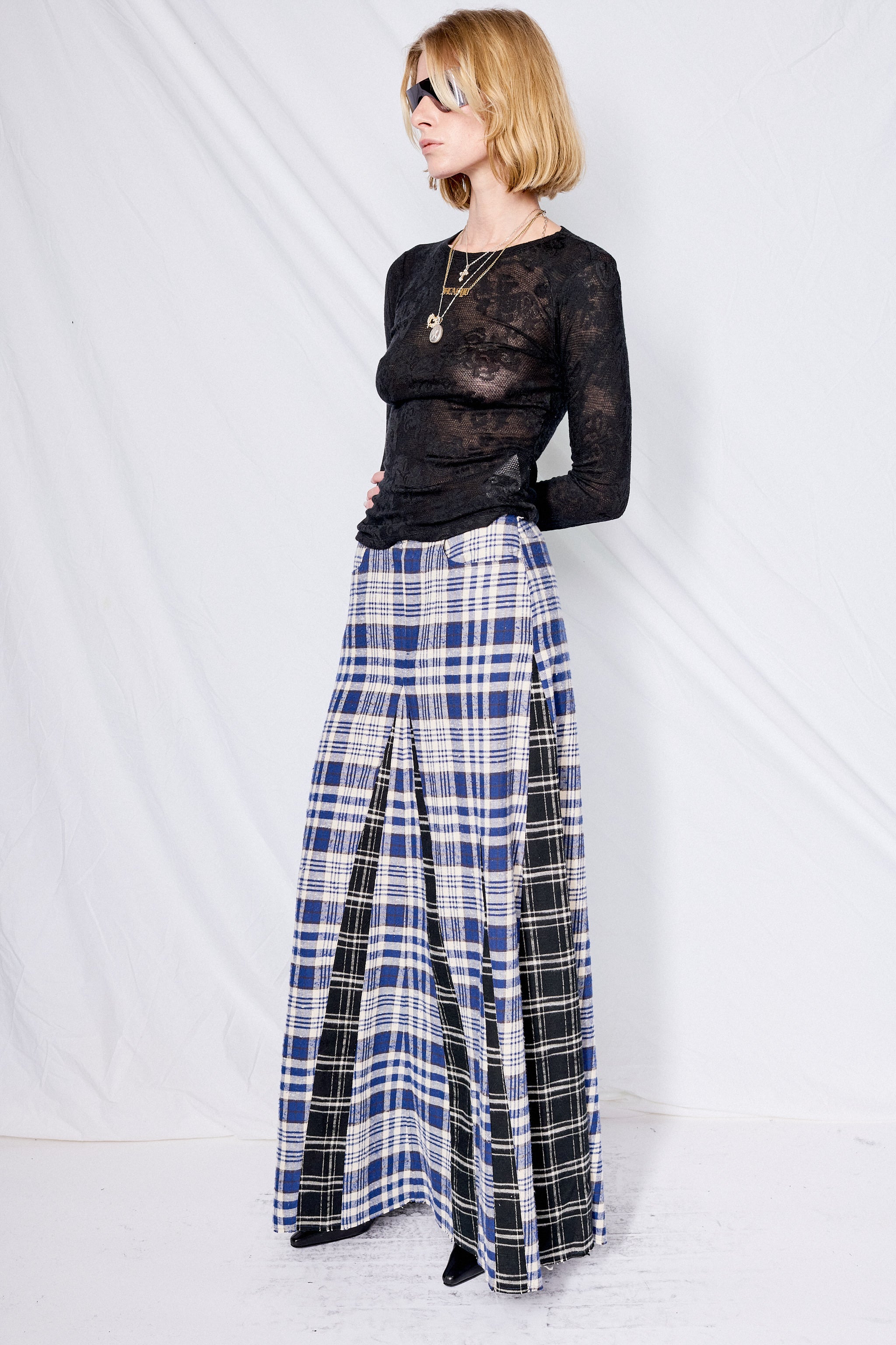 Black and Blue Coastal Flannel Rebel Skirt