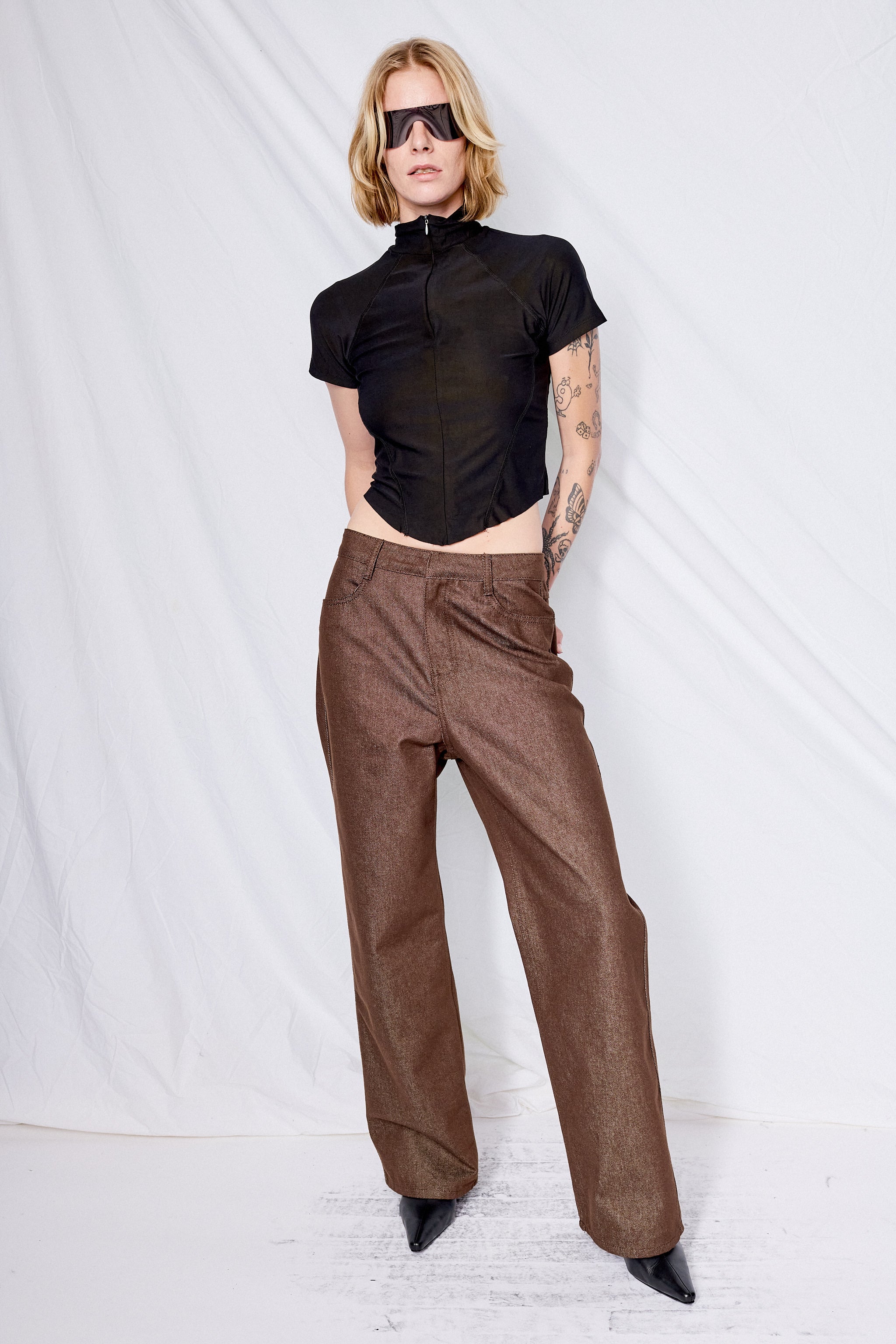 Brown Colored Straight Fit Denim