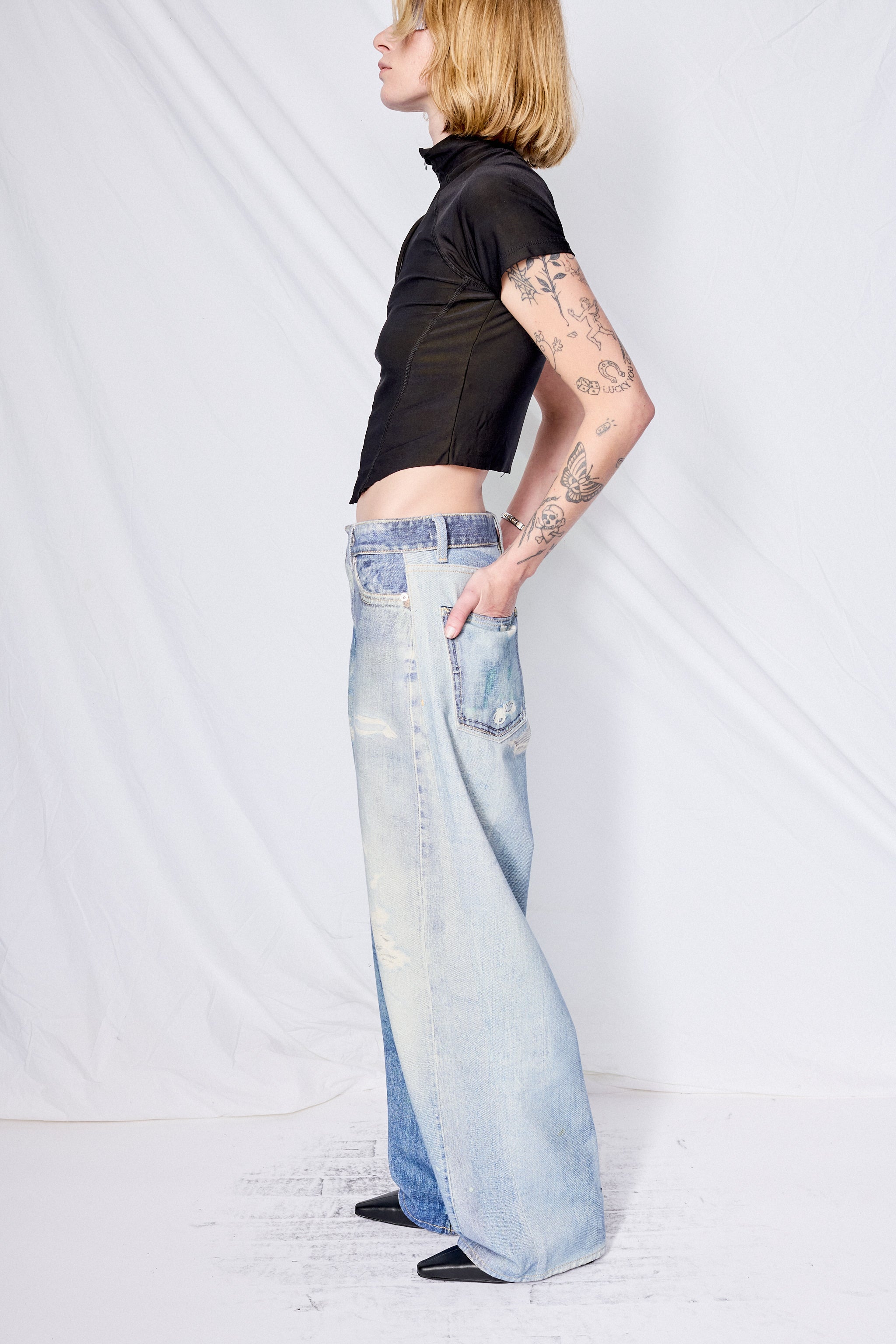 Digital Denim Print Full Cut Pant