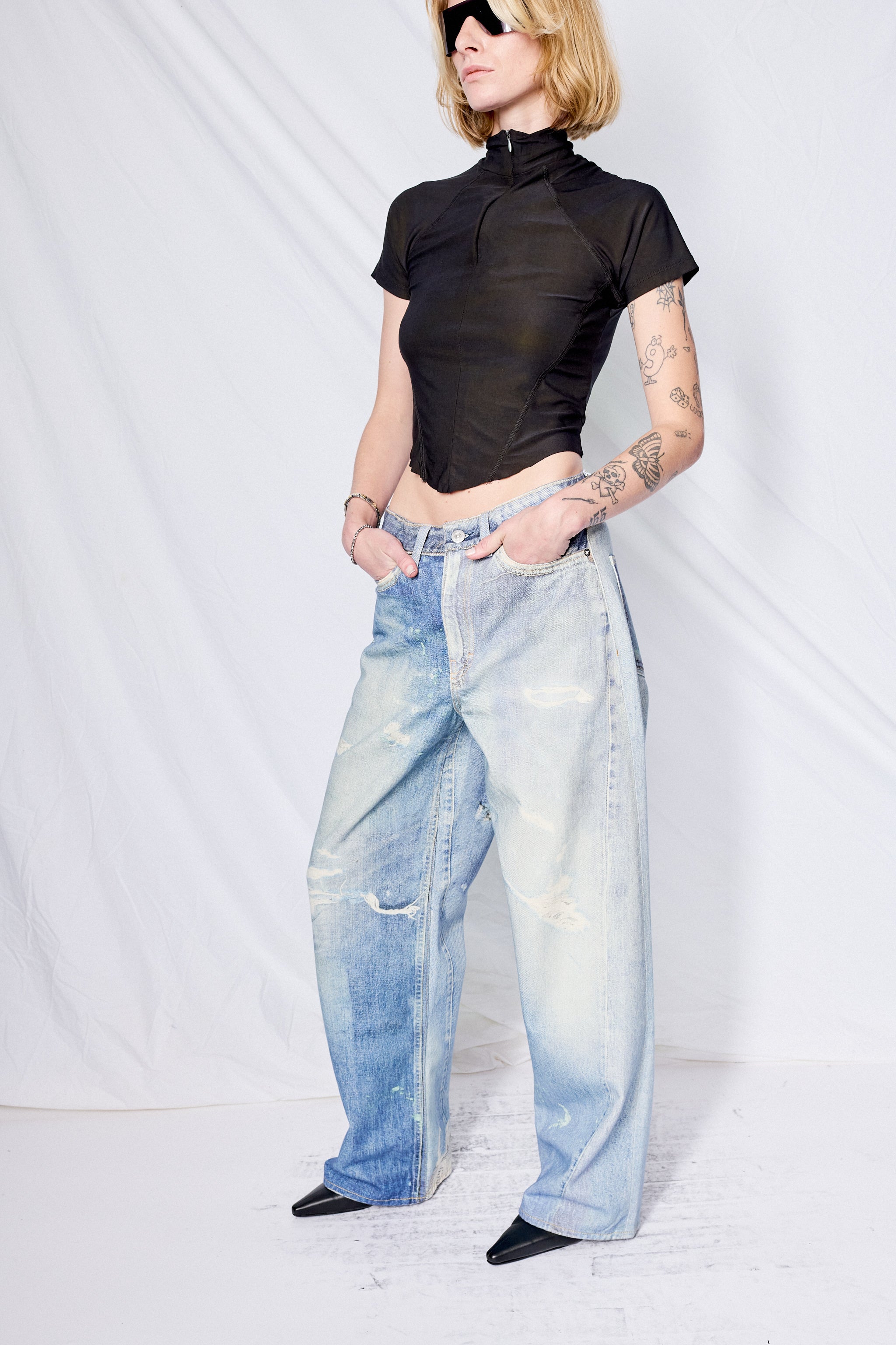 Digital Denim Print Full Cut Pant