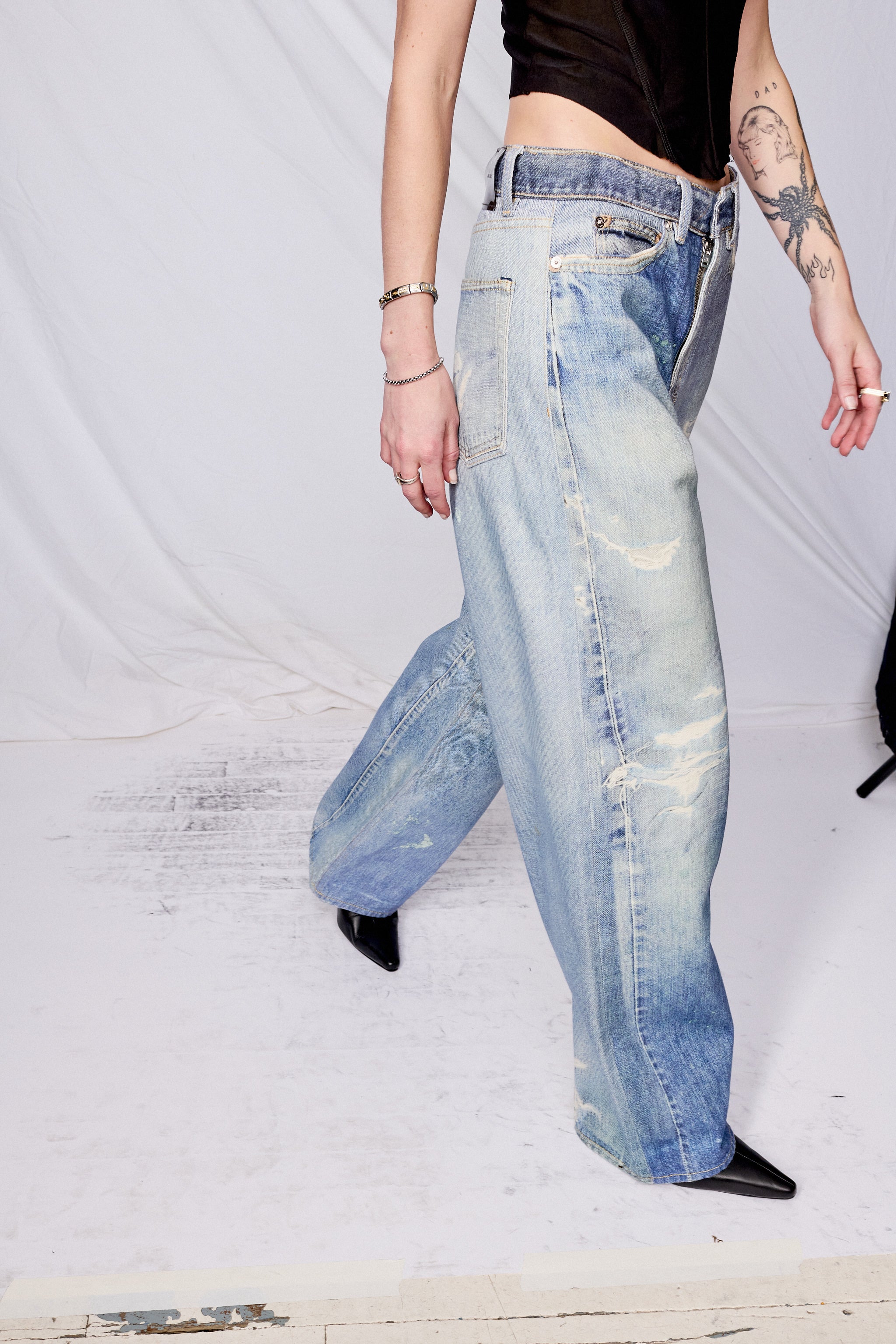 Digital Denim Print Full Cut Pant