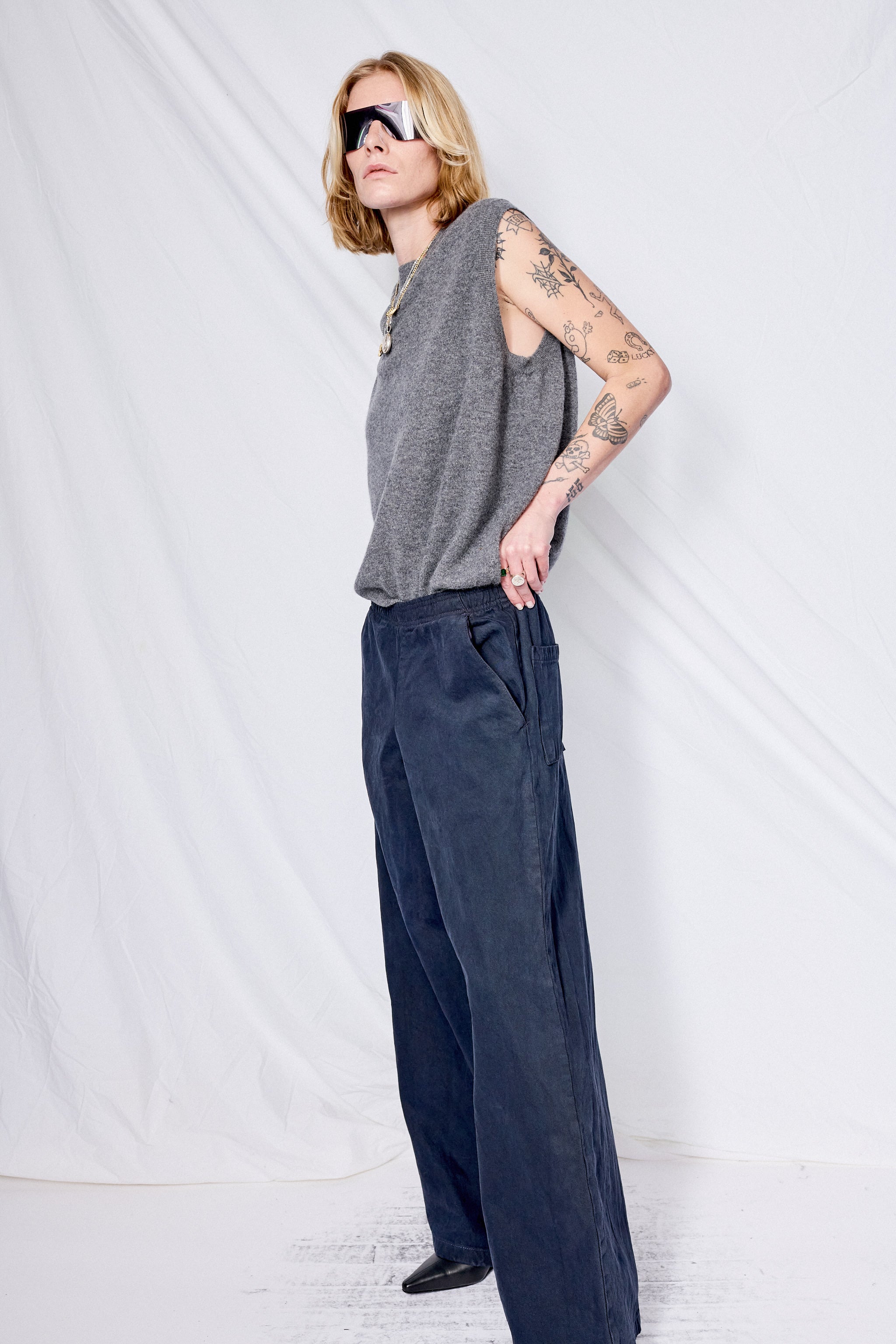 Black Overdyed Denim Standard Pant