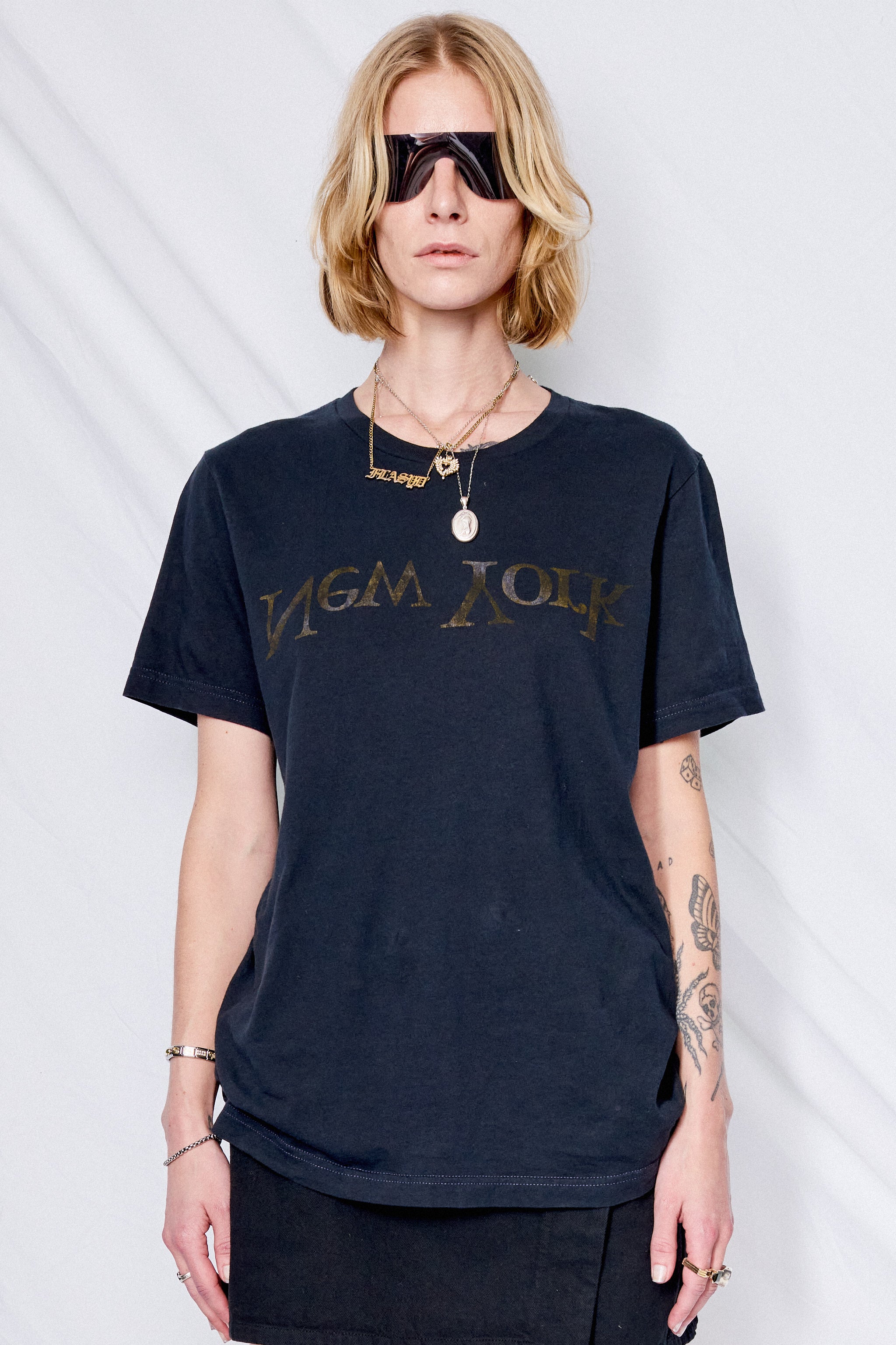 Black Overdyed New York Logo T-Shirt