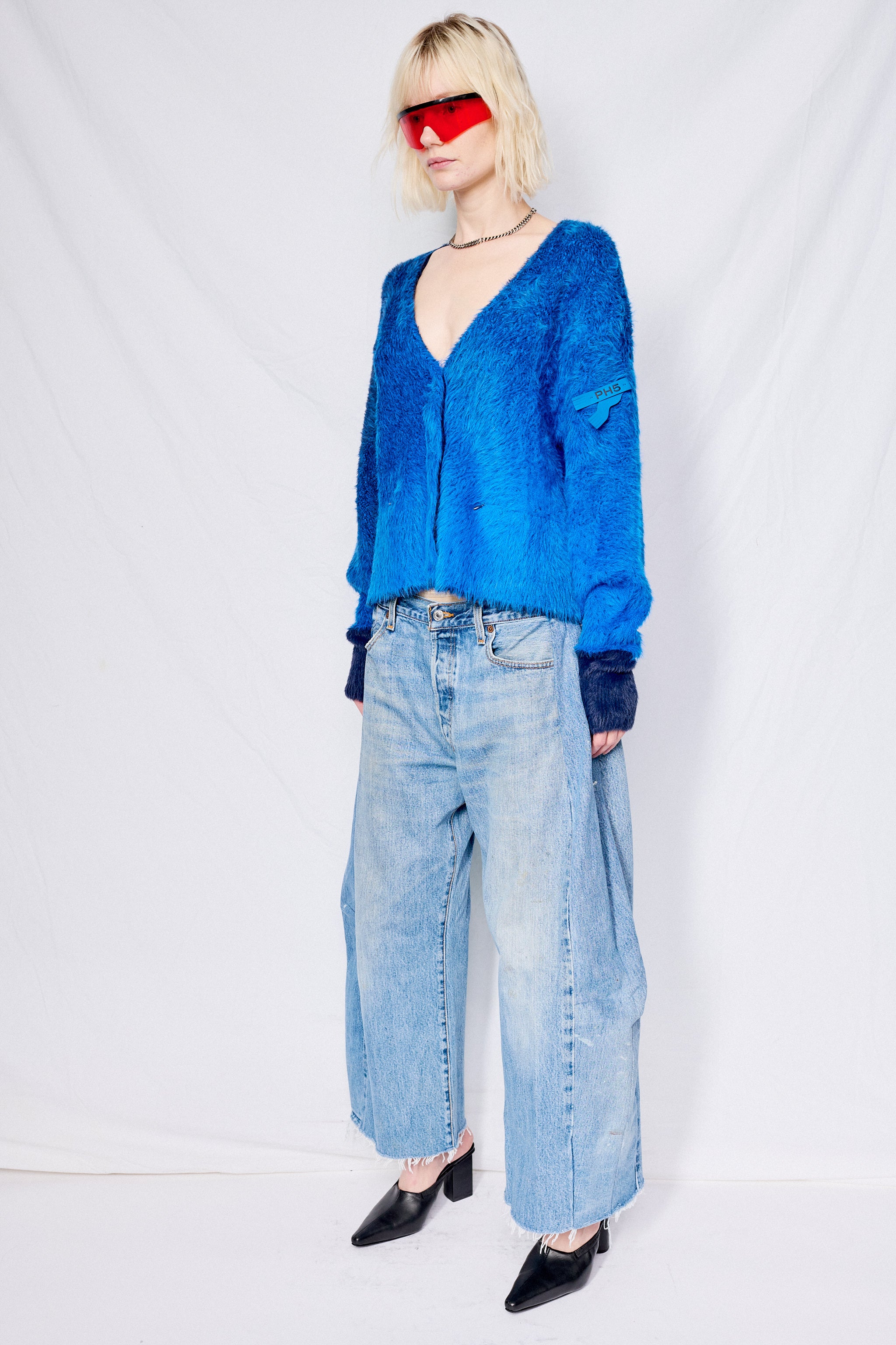 Electric Blue Ozzy Faux Fur Oversized Cardigan