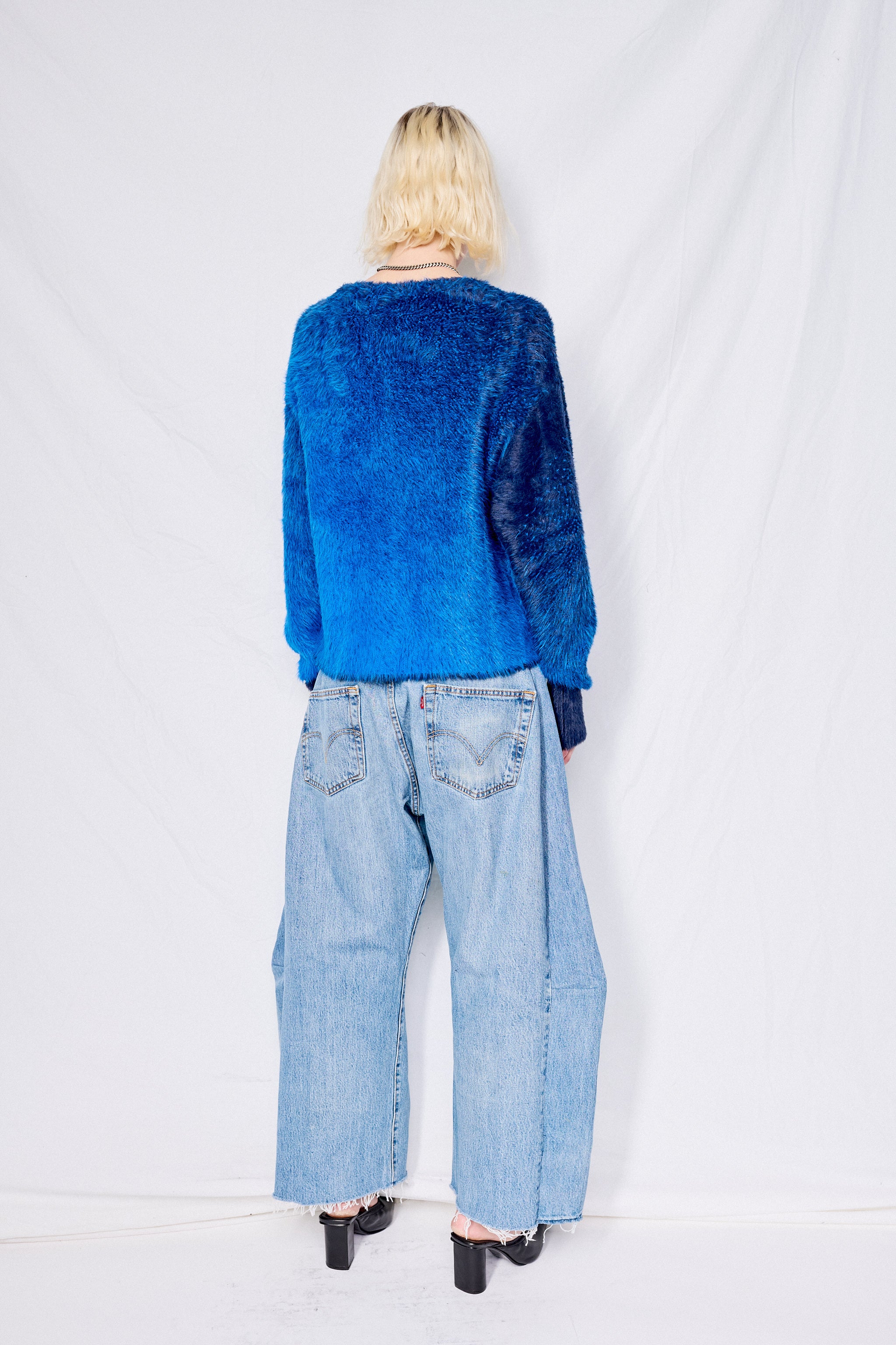 Electric Blue Ozzy Faux Fur Oversized Cardigan