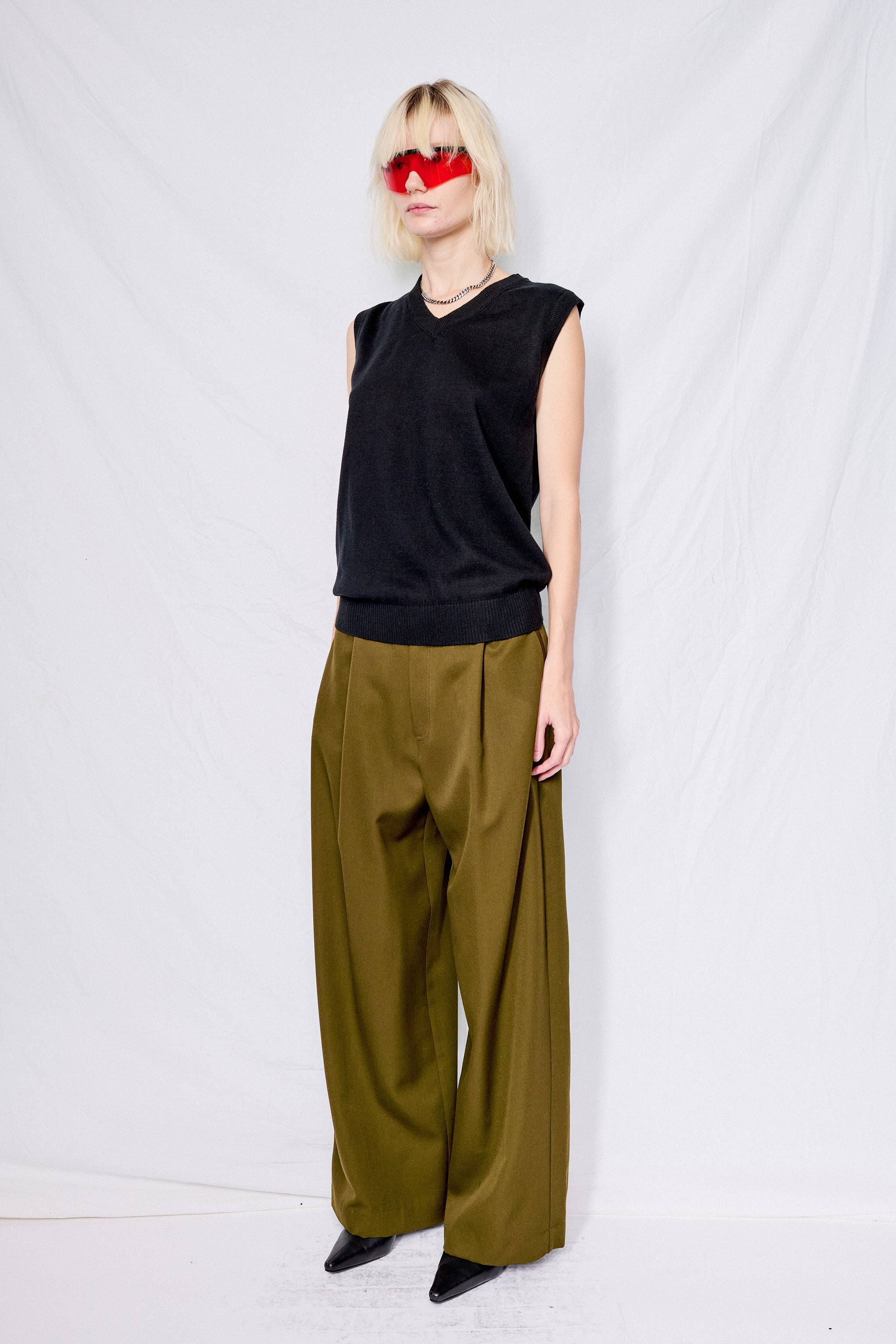 Dark Green Suiting Homme Pant