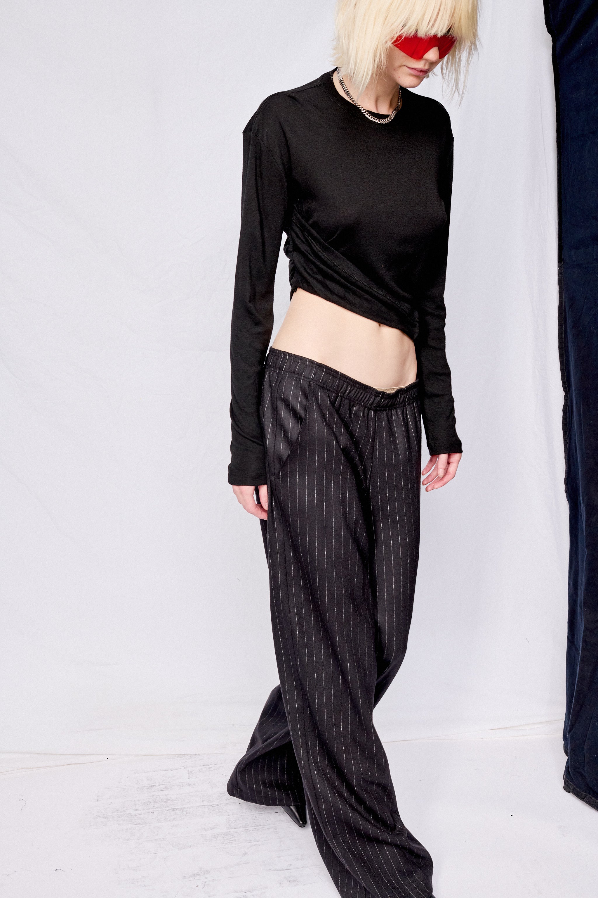 Navy Stripe Suiting Standard Pant