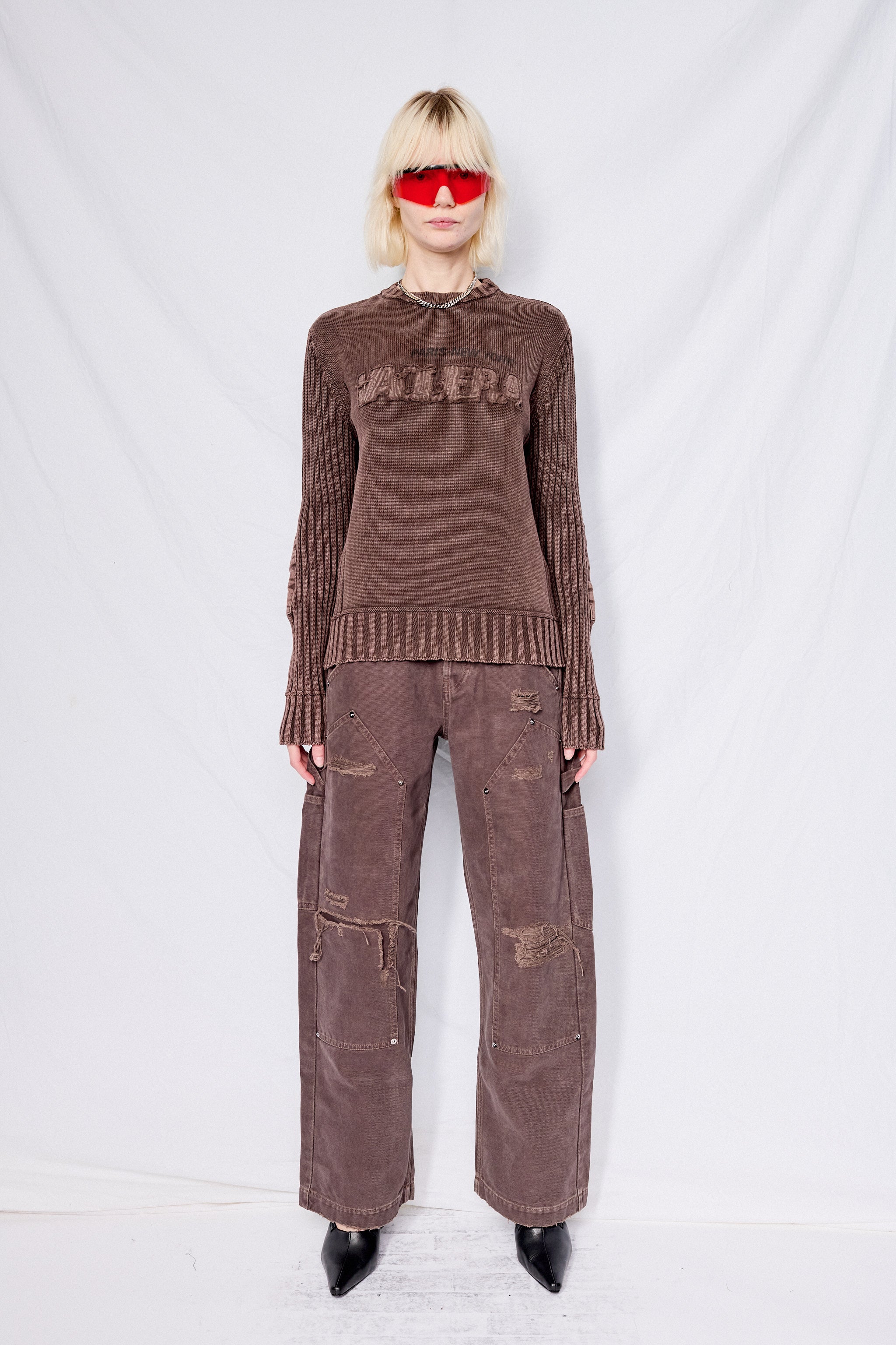 Brown Rib Knit Sweater