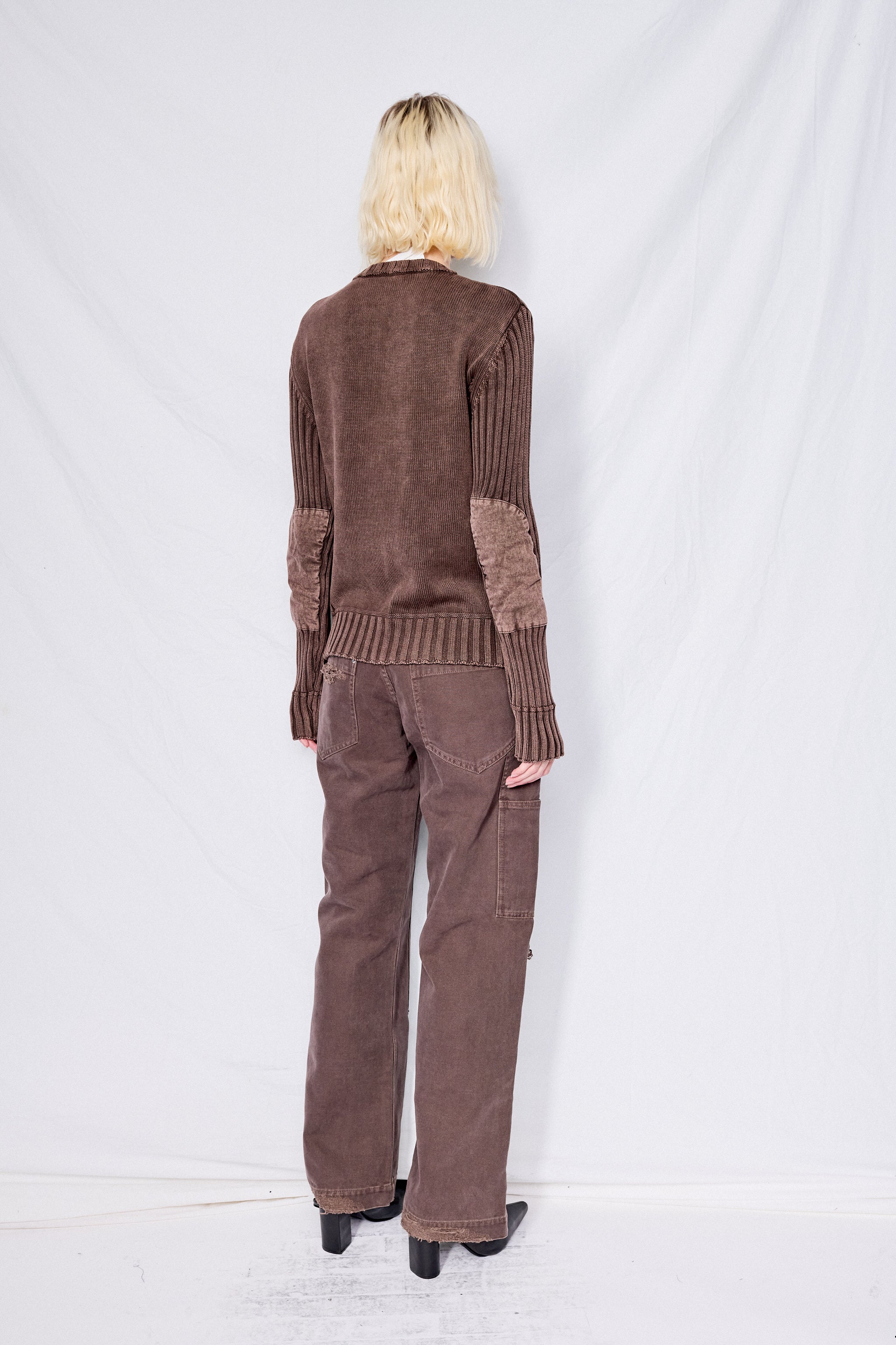 Brown Rib Knit Sweater