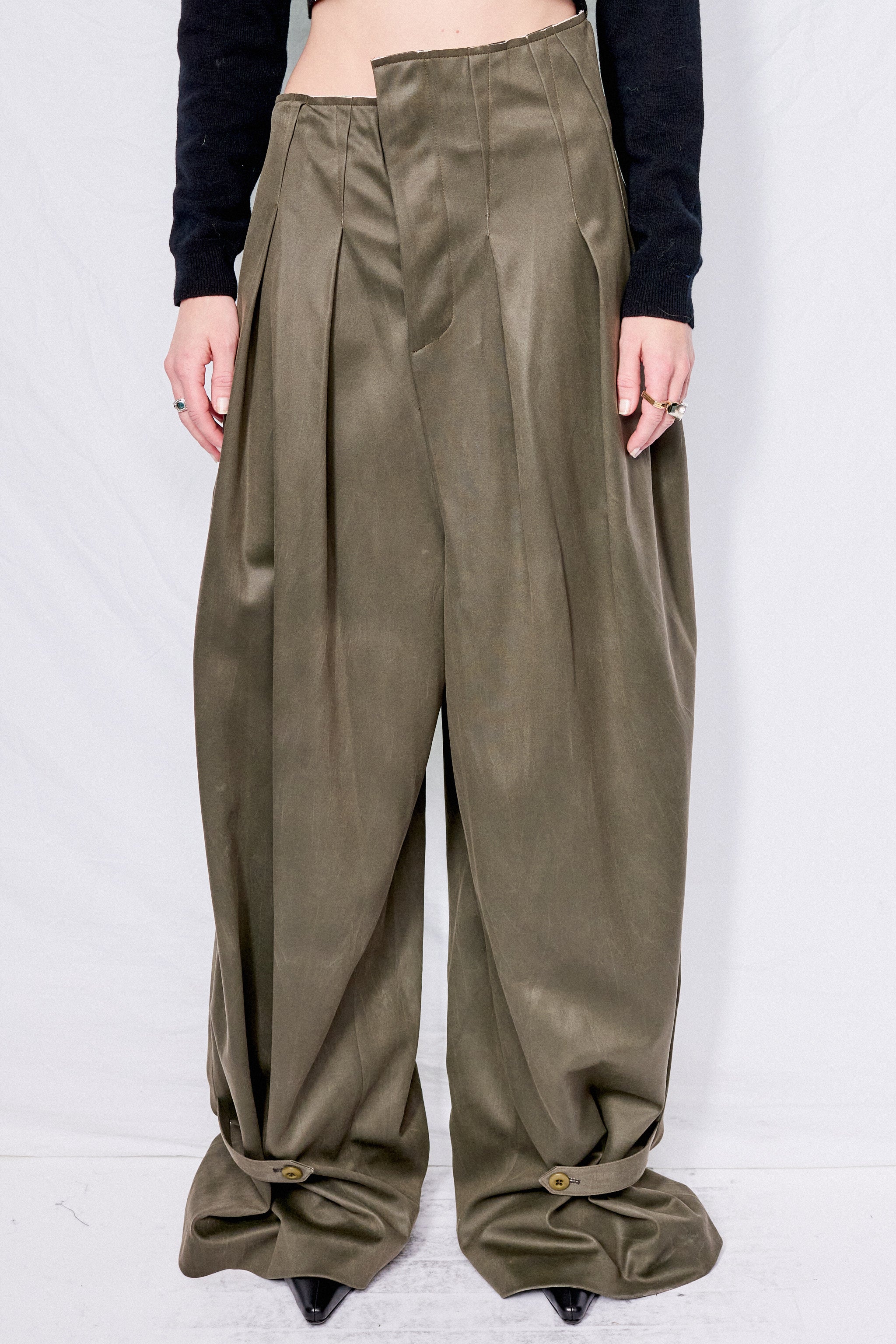 Deep Green Vegan Suede Trousers