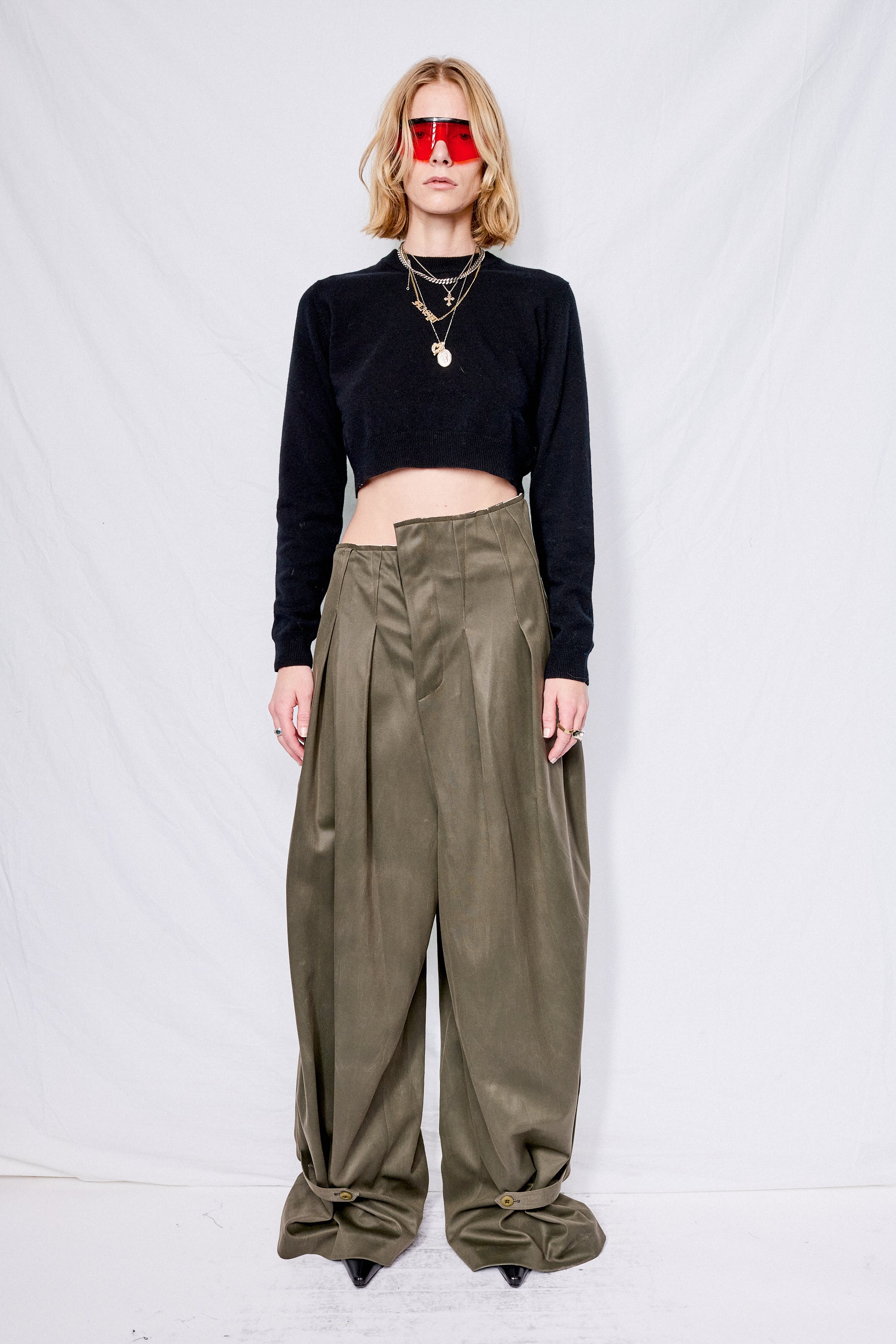 Deep Green Vegan Suede Trousers