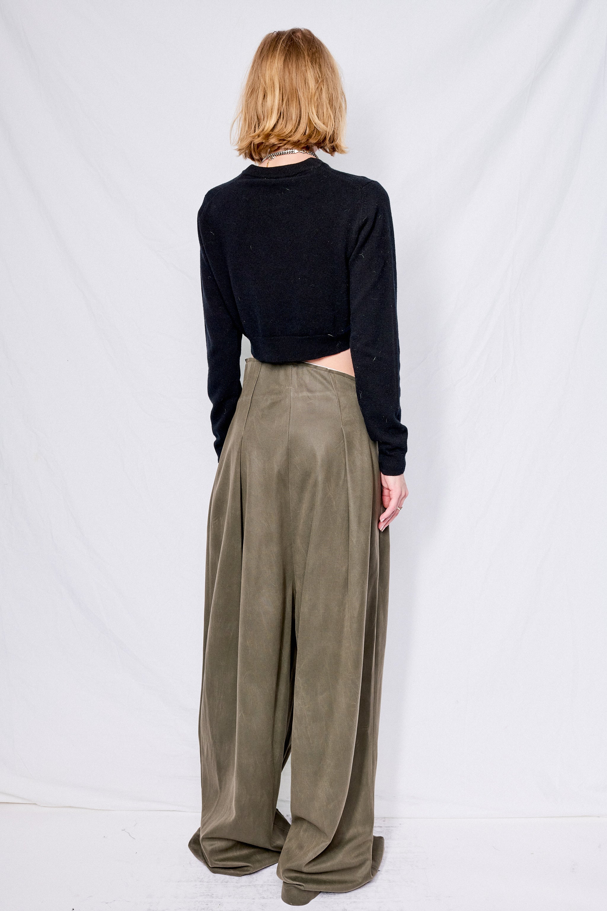 Deep Green Vegan Suede Trousers