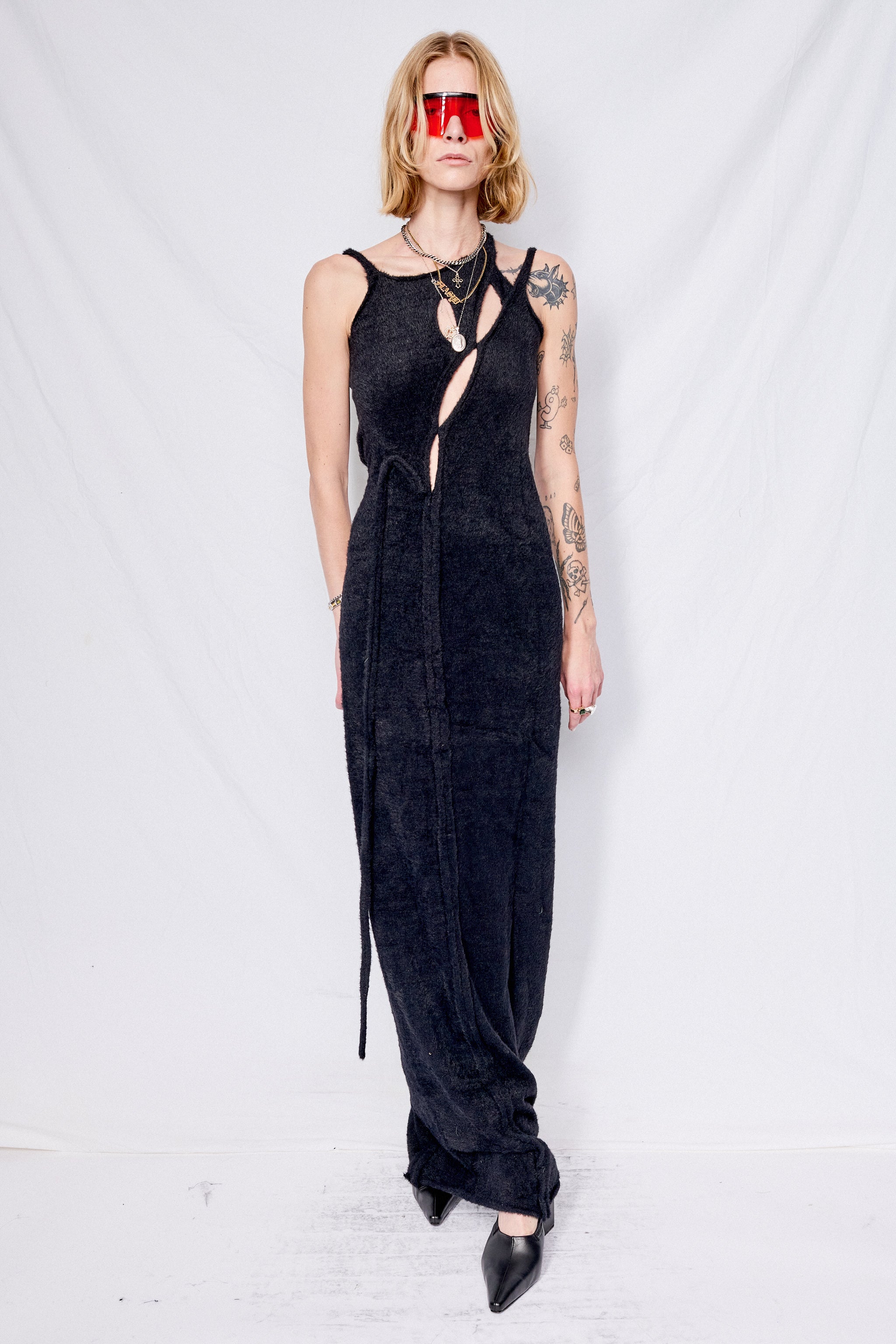 Black Strappy Knit Maxi Dress