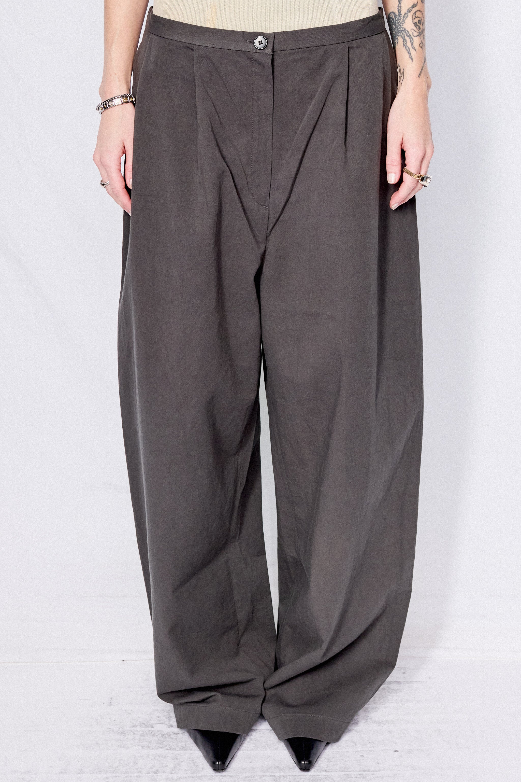 Dark Grey Straight Trousers