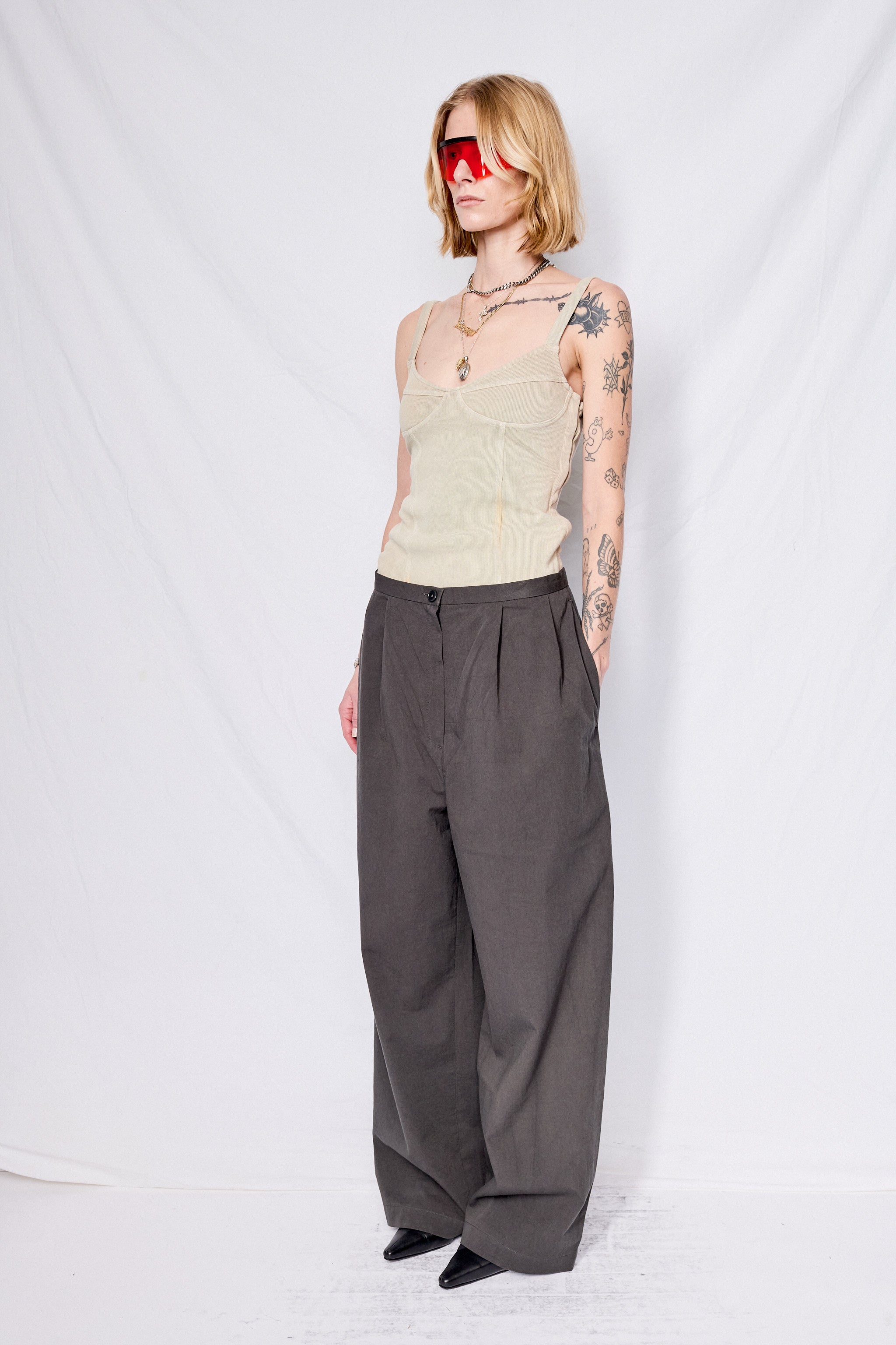 Dark Grey Straight Trousers