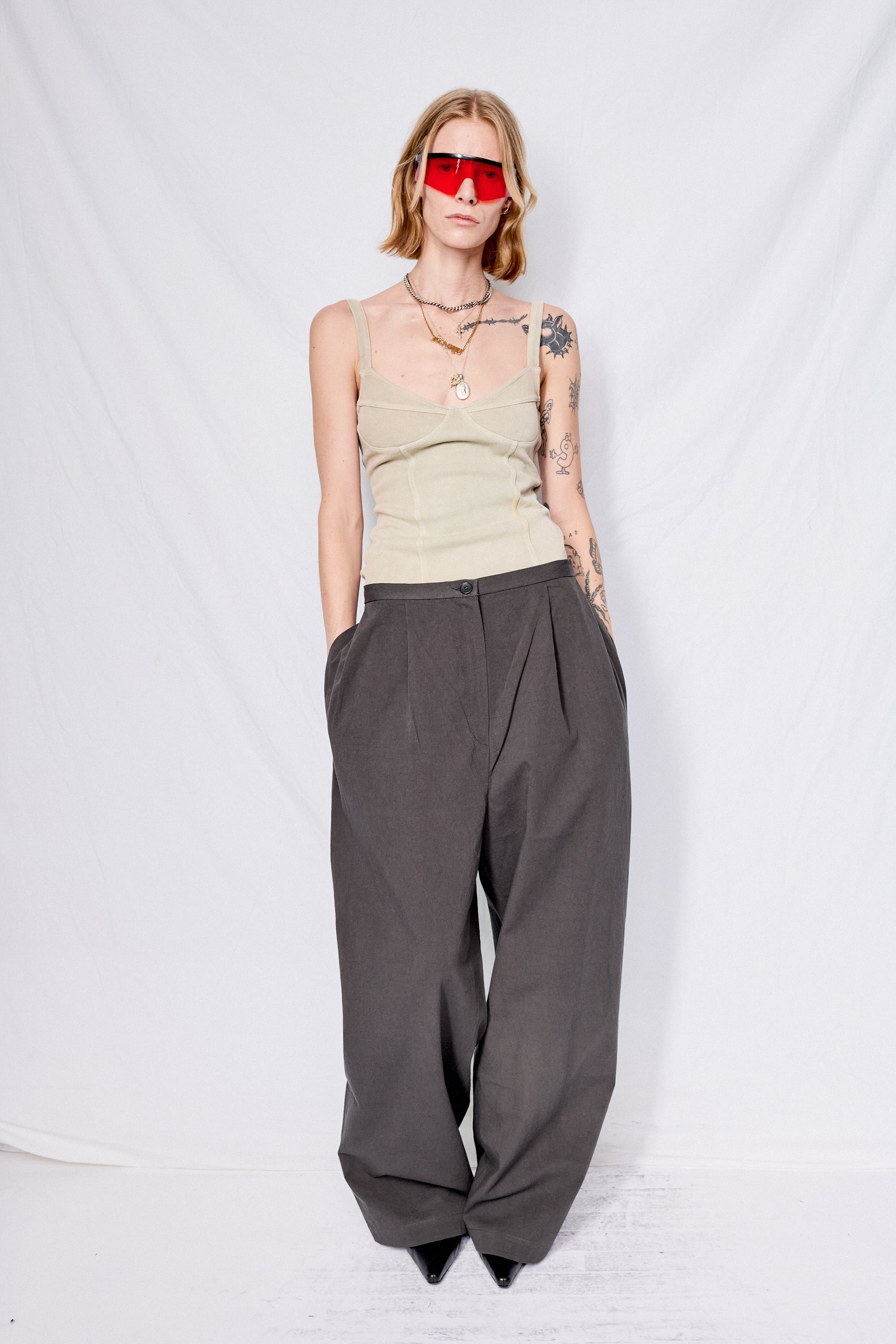 Dark Grey Straight Trousers