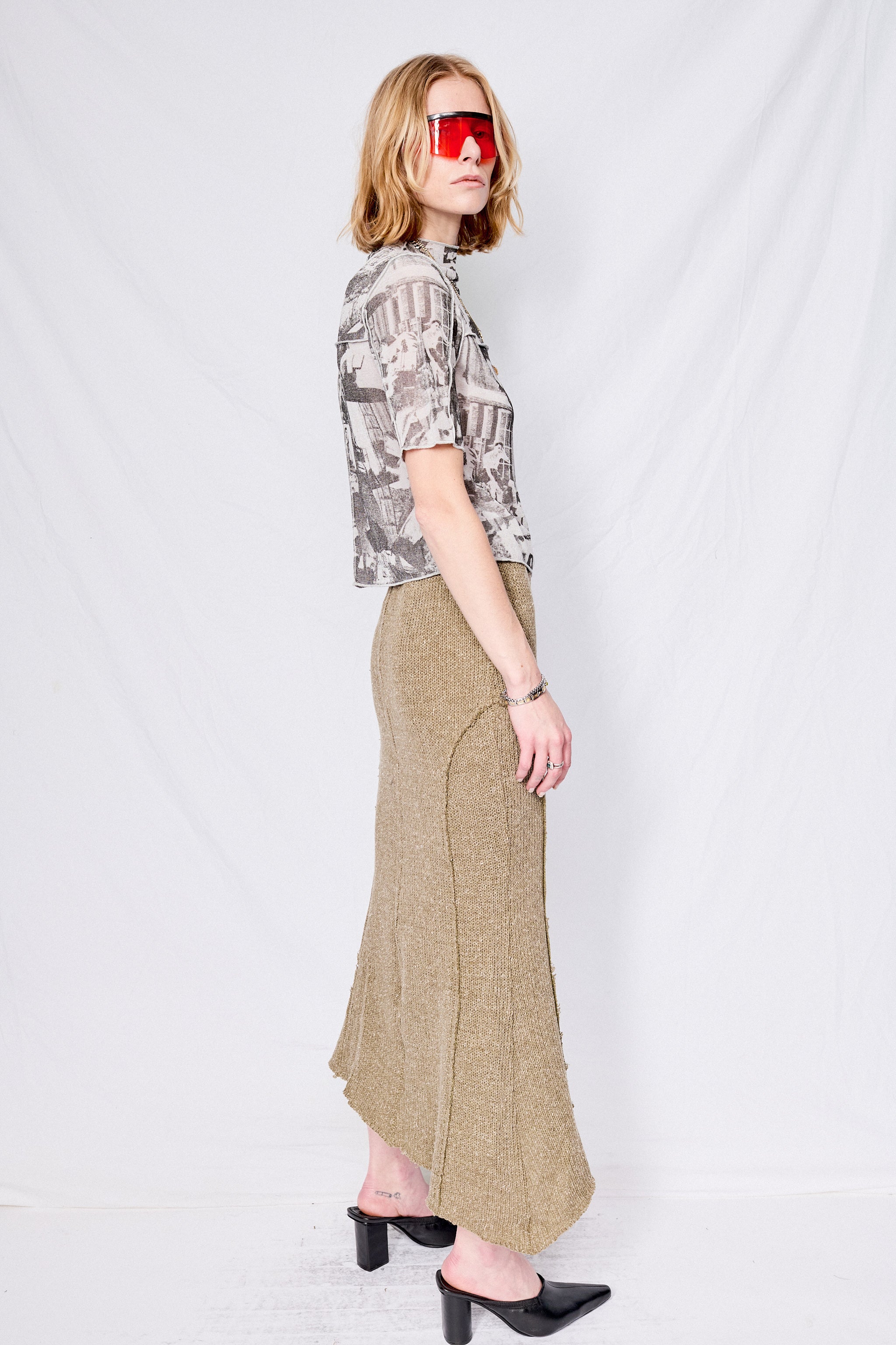 Olive Mermaid Knit Skirt