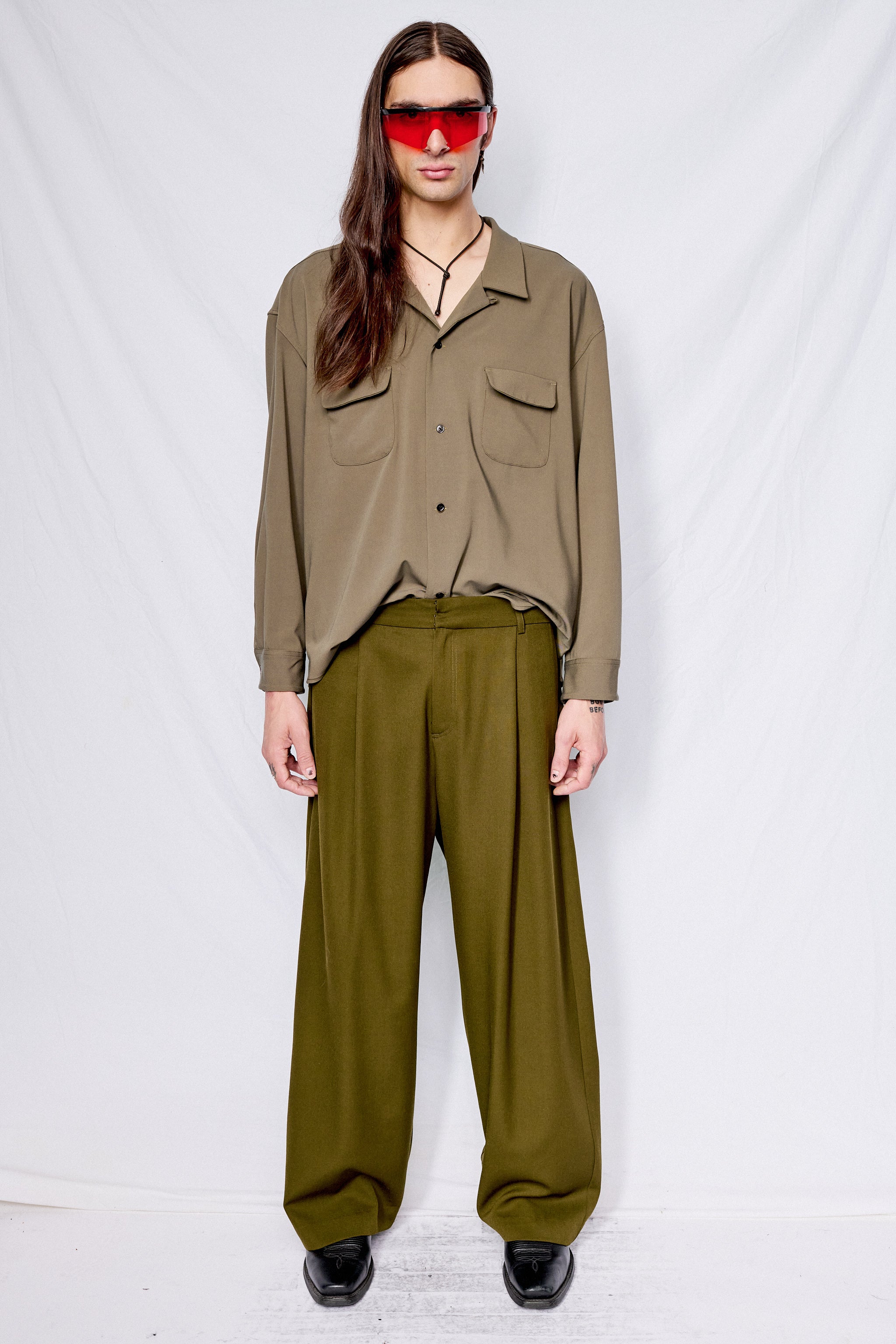 Dark Green Suiting Homme Pant