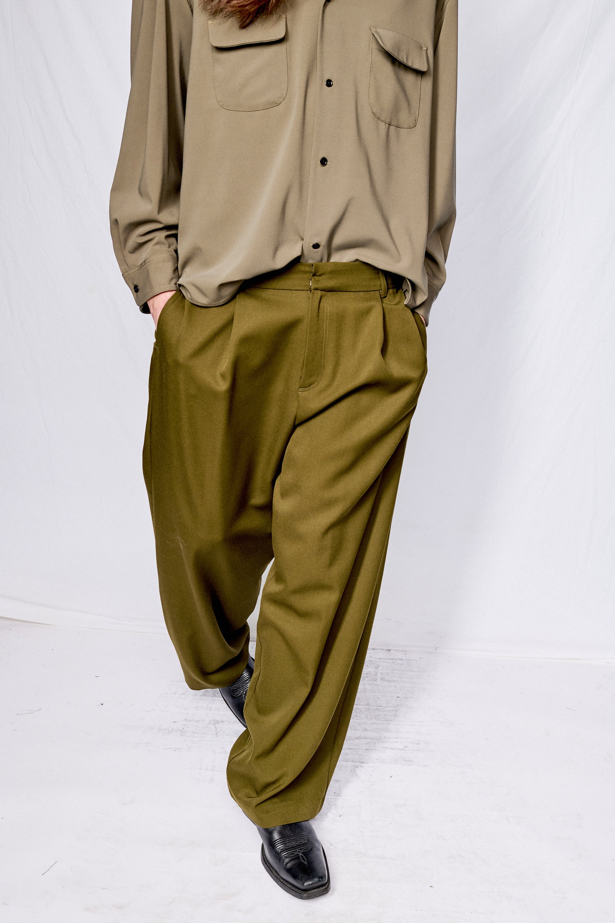 Dark Green Suiting Homme Pant