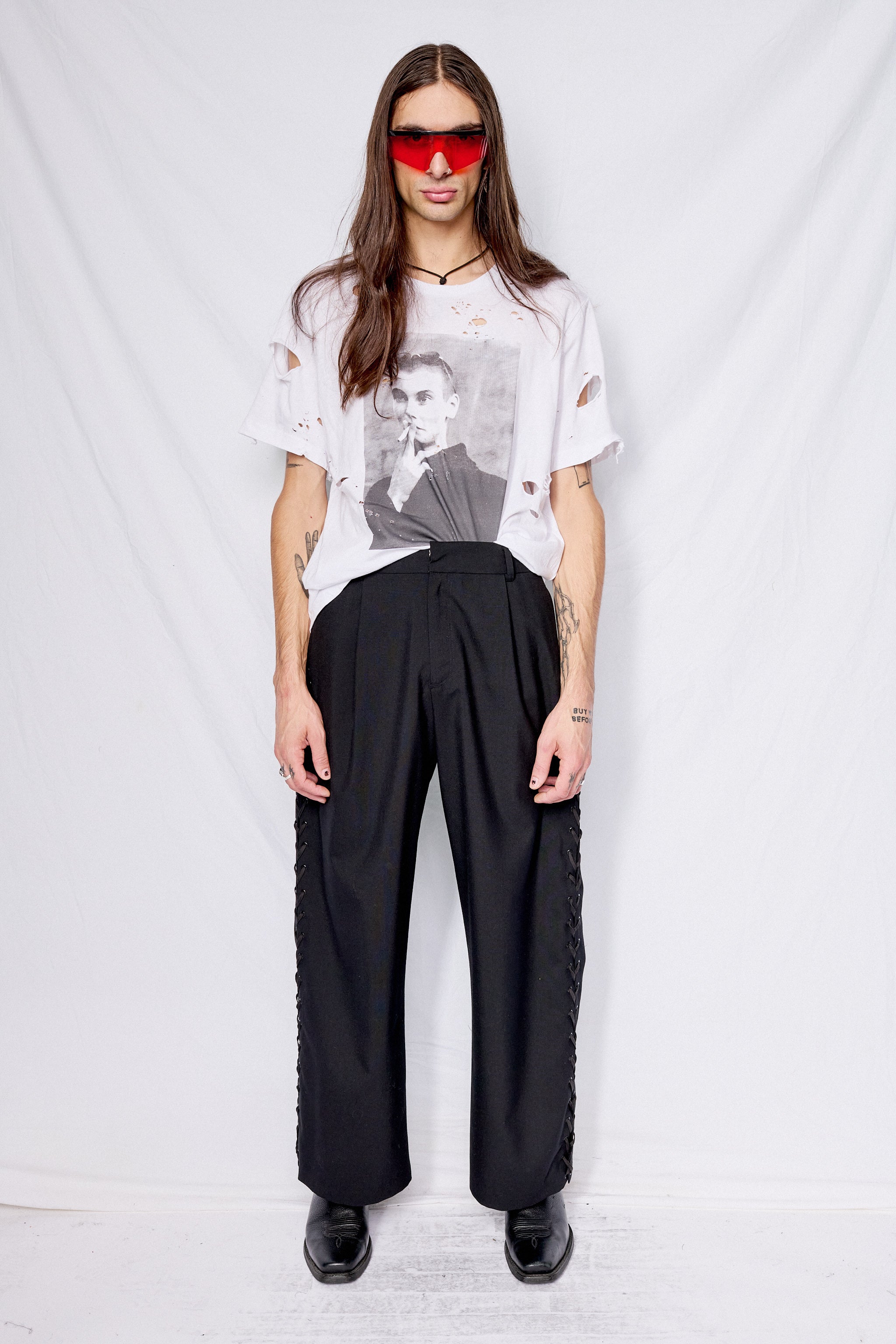 Black Suiting Laced Homme Pant