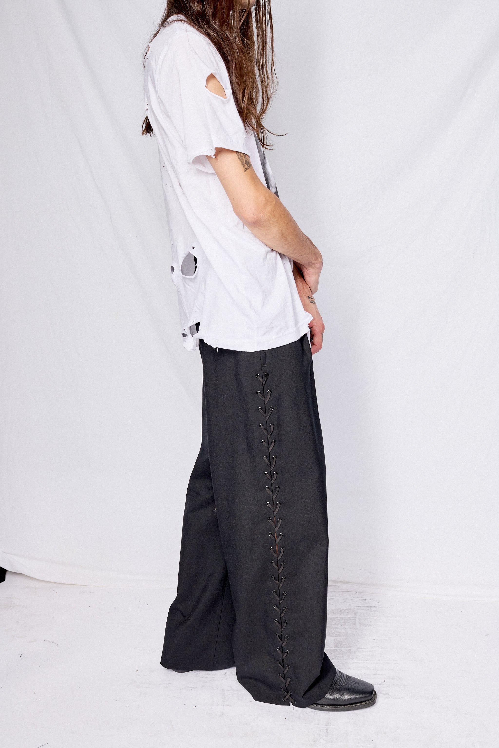 Black Suiting Laced Homme Pant