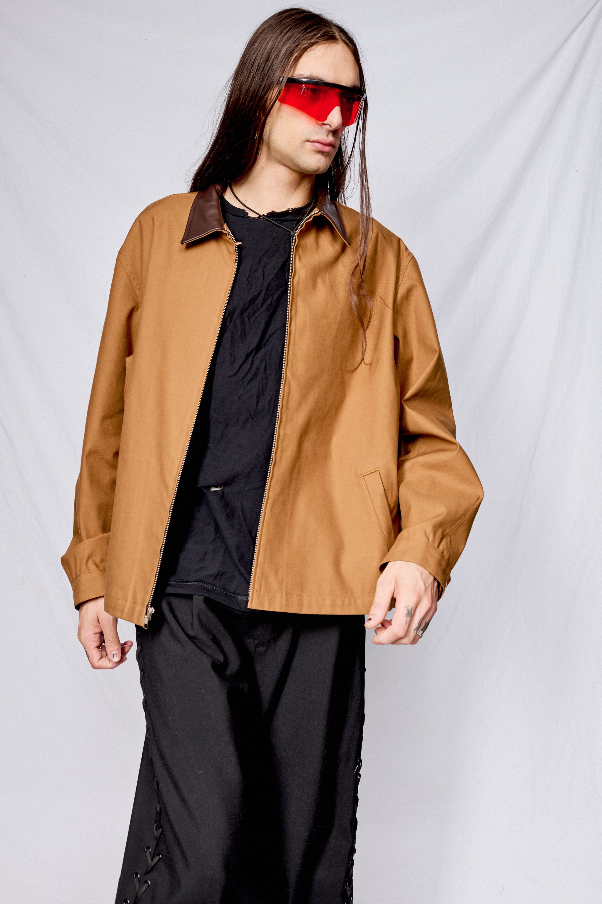 Camel Twill Two Tone Zip Jacket