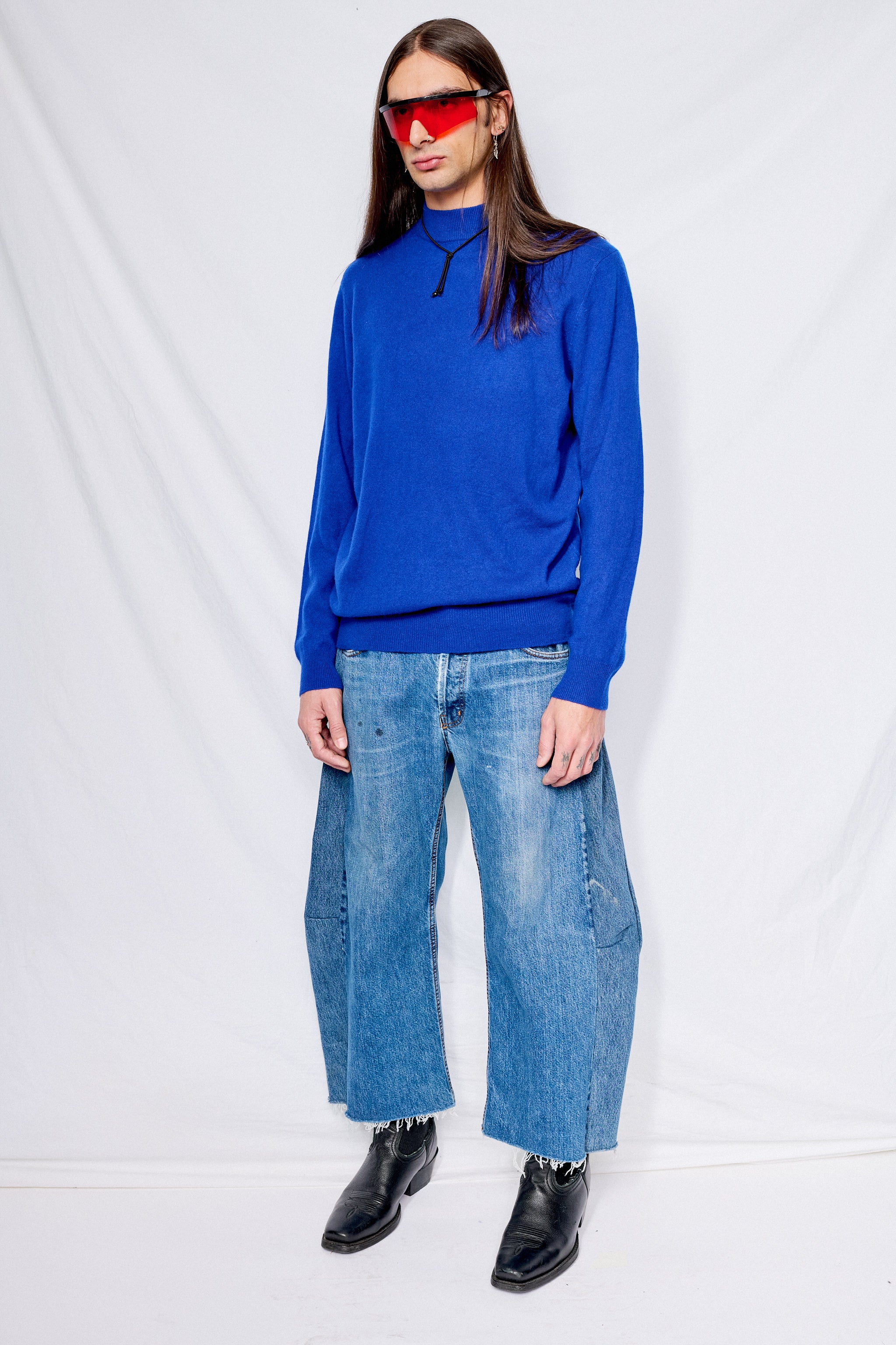 Royal Blue Cashmere Mockneck Sweater