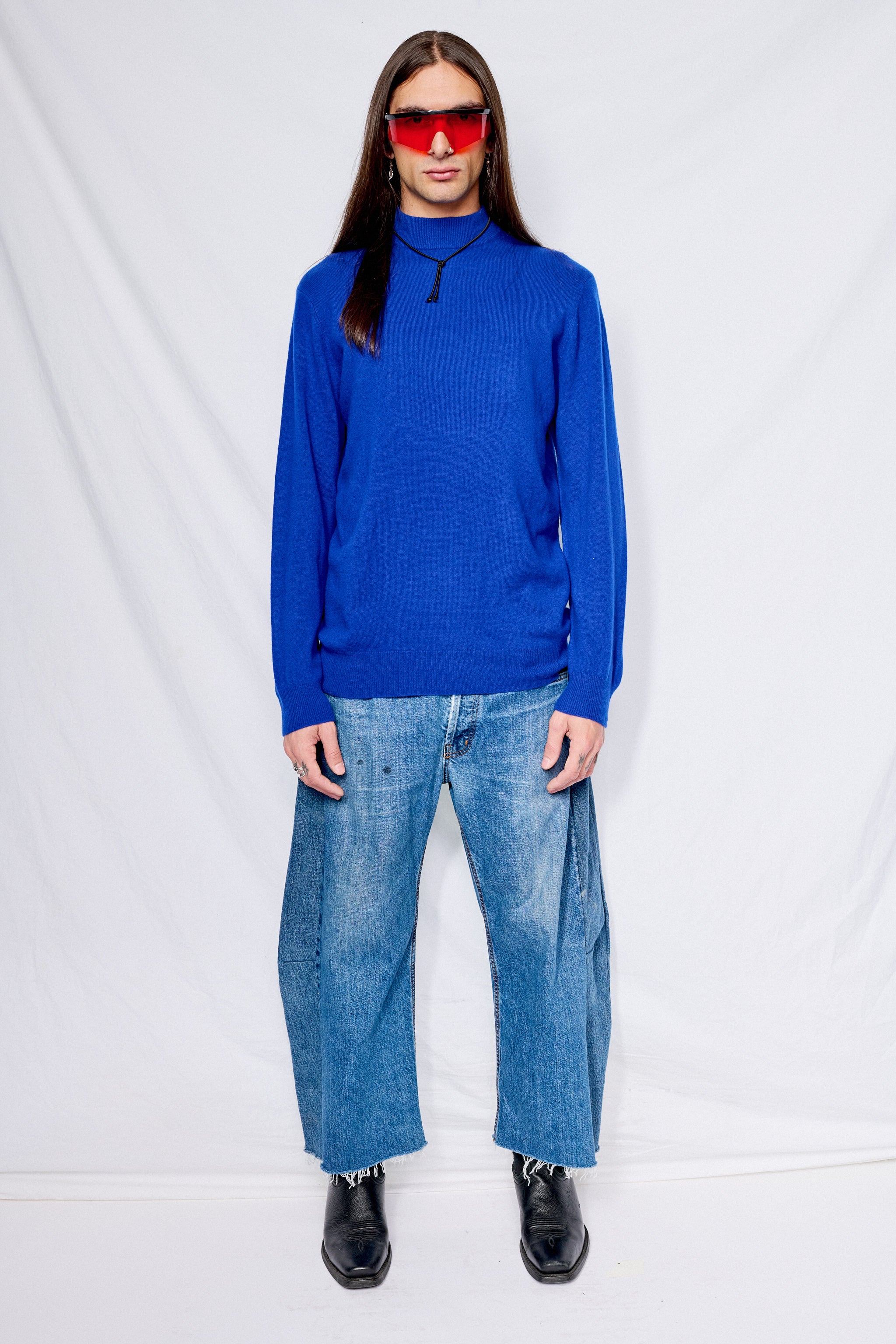 Royal Blue Cashmere Mockneck Sweater