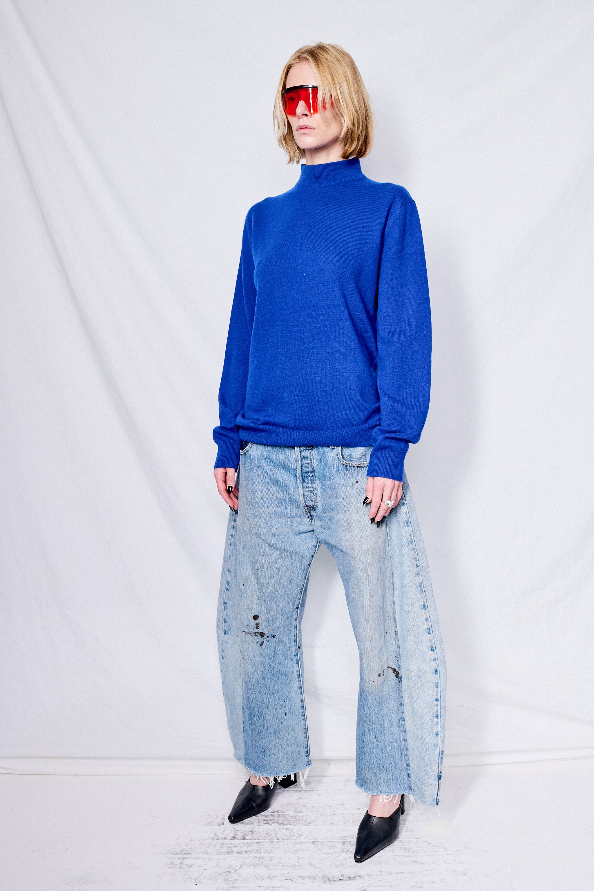 Royal Blue Cashmere Mockneck Sweater