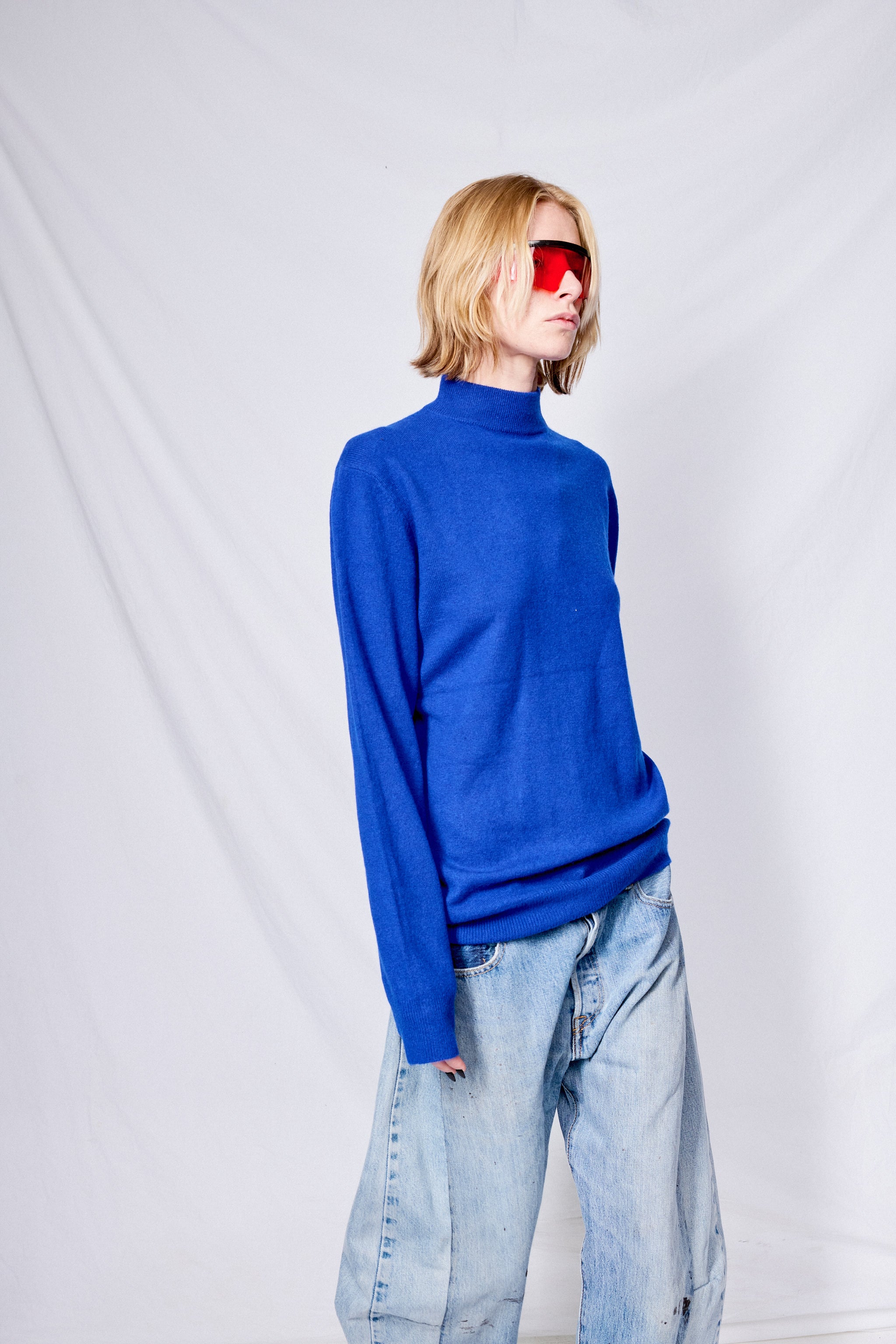 Royal Blue Cashmere Mockneck Sweater